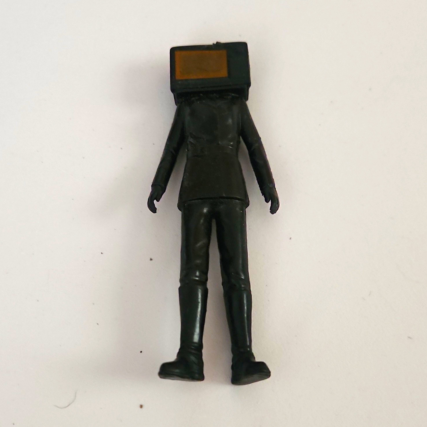 Black Plastic Action Figure w/ TV/Monitor Head Figure Toy Character