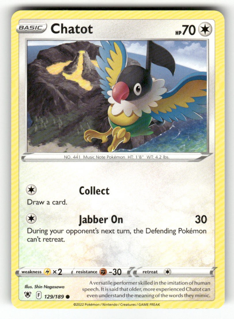 Chatot 129/189 Pokemon Radianza Astrale Comune Giocato Leggermente