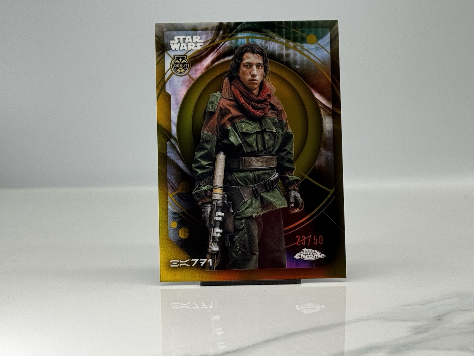 2026 Topps Chrome Star Wars AURE-100 Bardi Andor Aurebesh Debut Gold 23 /50 