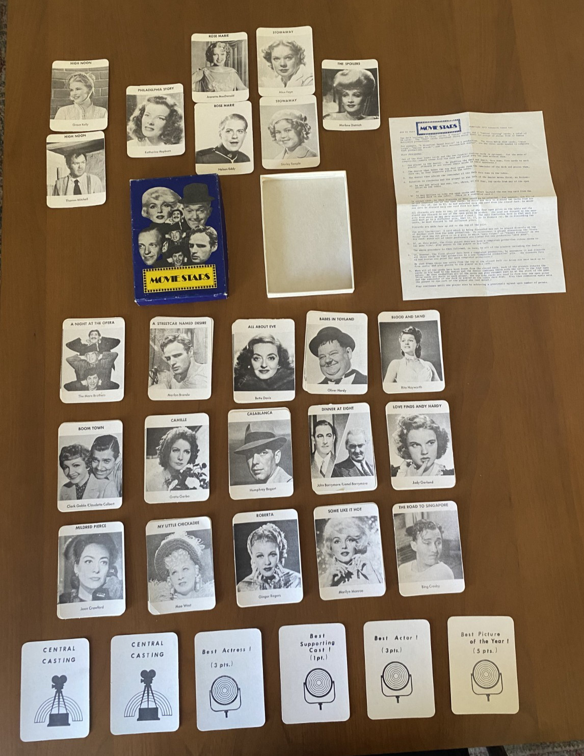 Movie Stars Game 1971 Selchow Righter quasi completo! Istruzioni e scatola originale