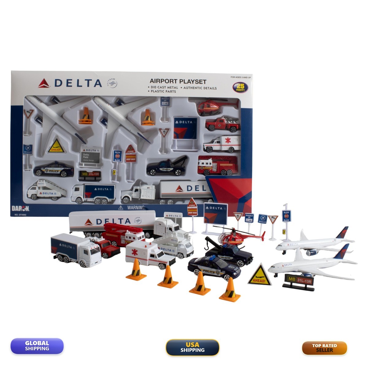 Daron Delta Airport 25-Piece Die-Cast Playset Ages 3+