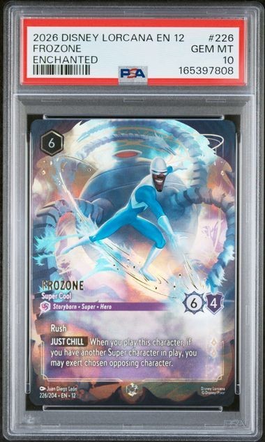 PSA 10 GEM MT DISNEY LORCANA EN 12-WILDS UNKNOWN ENCHANTED FROZONE - SUPER COOL
