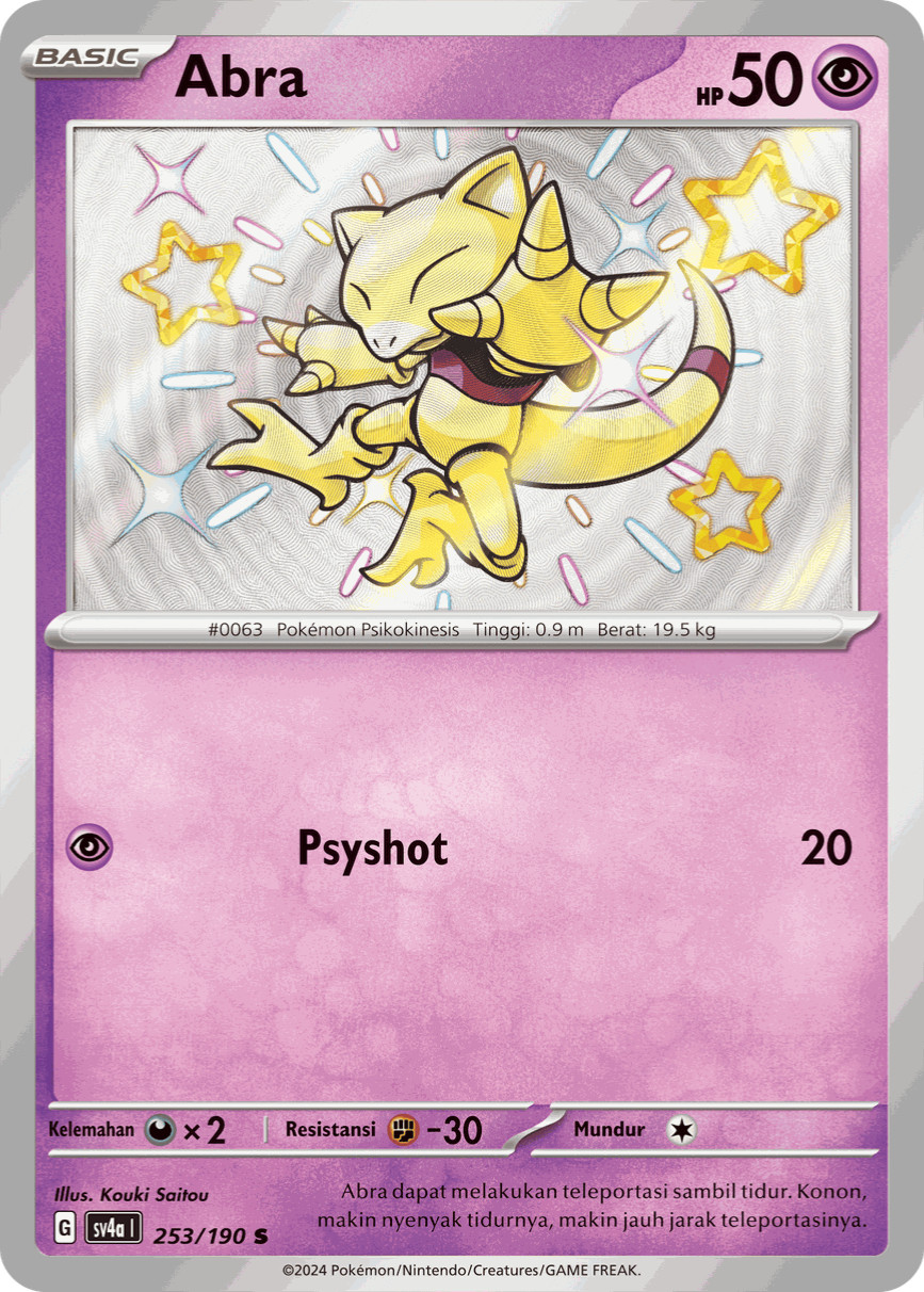 Abra 253/190 SV4a Baby Shiny - Harta Berkilau Ex - Pokemon TCG Indonesiano