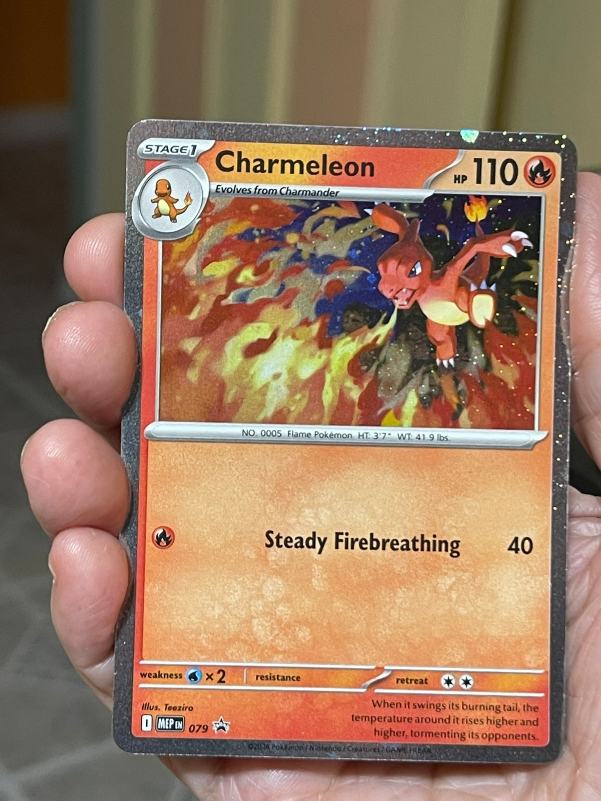 POKEMON CHARMELEON MEP079 PROMO BLACK STAR COSMOS HOLO WITH SWIRLS BLEEDED NM