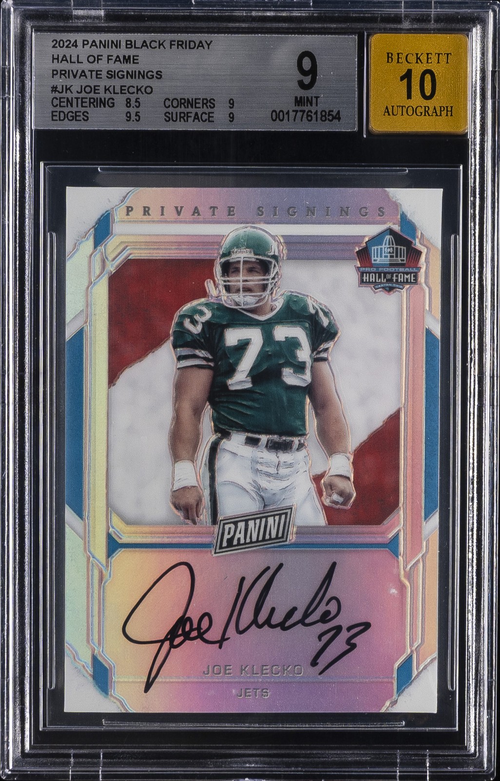 2024 PANINI BLACK FRIDAY HALL OF FAME FIRME PRIVATE #JK JOE KLECKO BGS 9