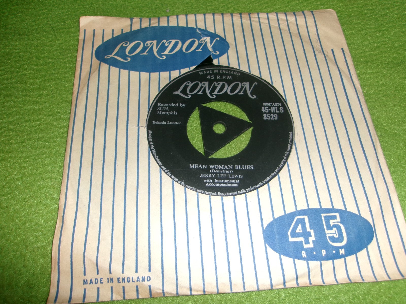 JERRY LEE LEWIS Great Balls Of Fire/ Mean Woman Blues 45 UK "7 1957 LONDON (VG)