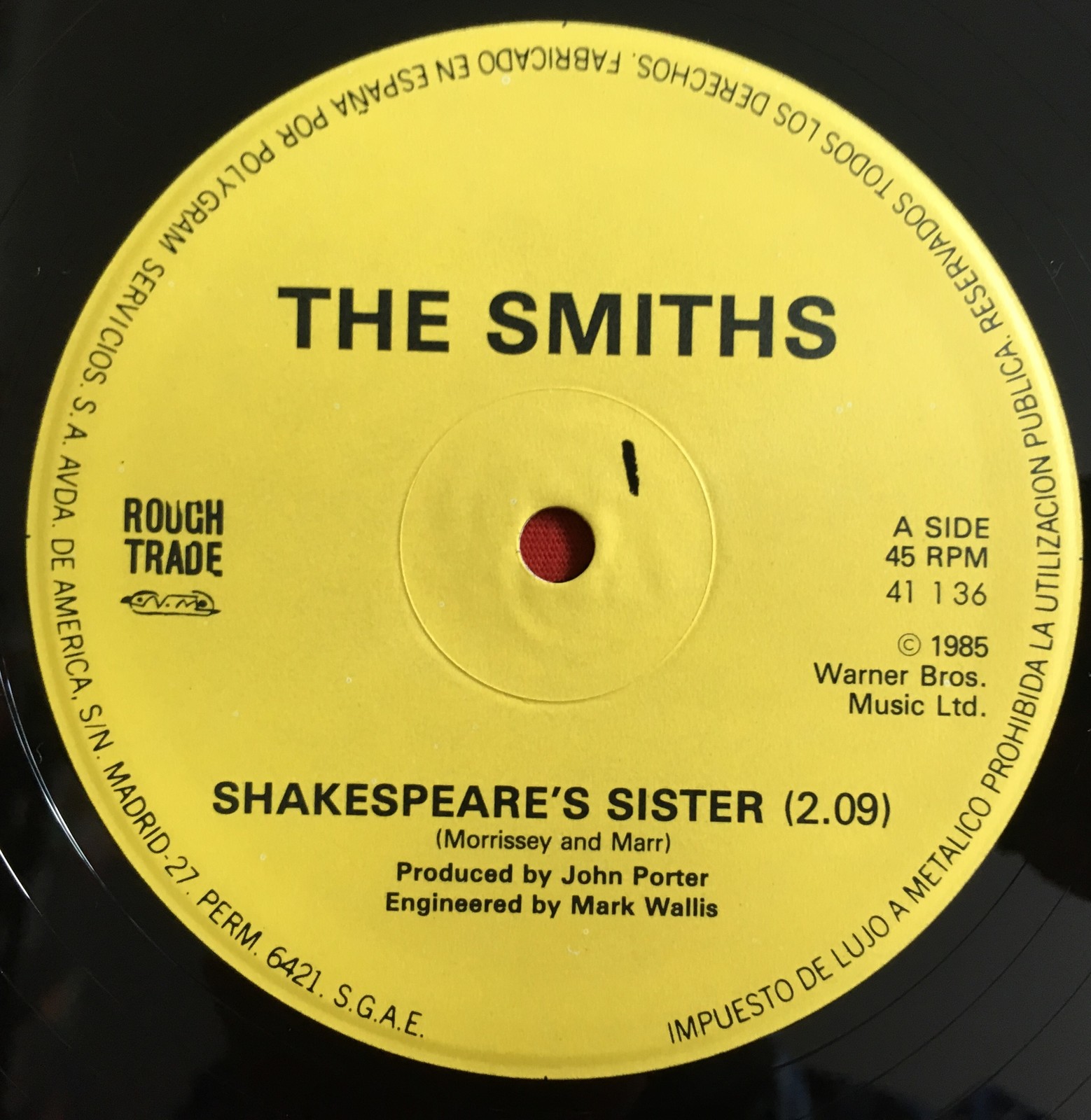 THE SMITHS -Shakespears Sister- Spanish 12" with Misprint on label /Vinyl Record