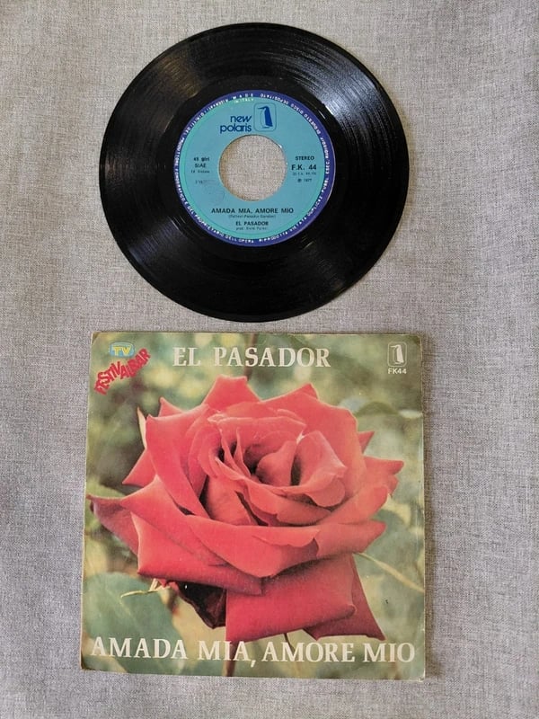 Vinile 45 Giri El Pasador - Amada Mia, Amore Mio / Una Rosa (Festivalbar 1977 - FK 44)