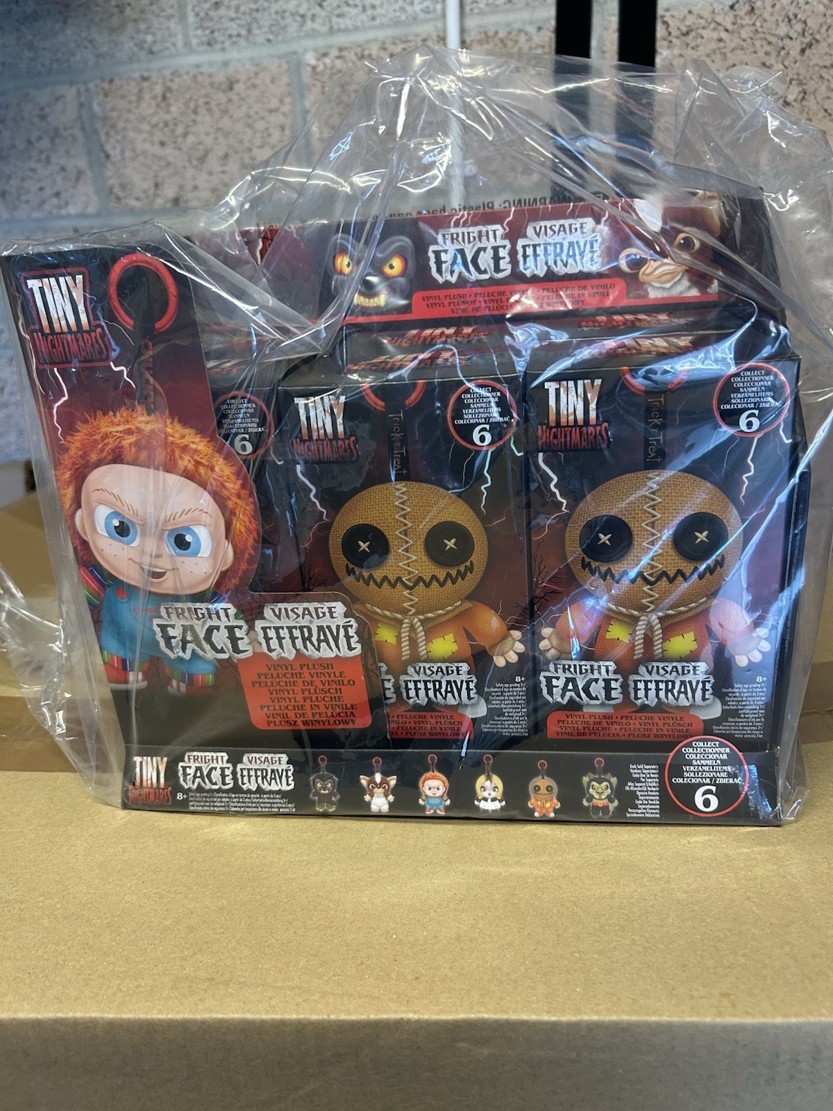 Tiny Nightmares Fright Face Vinile Peluche Negozio Espositore Scatola da 6