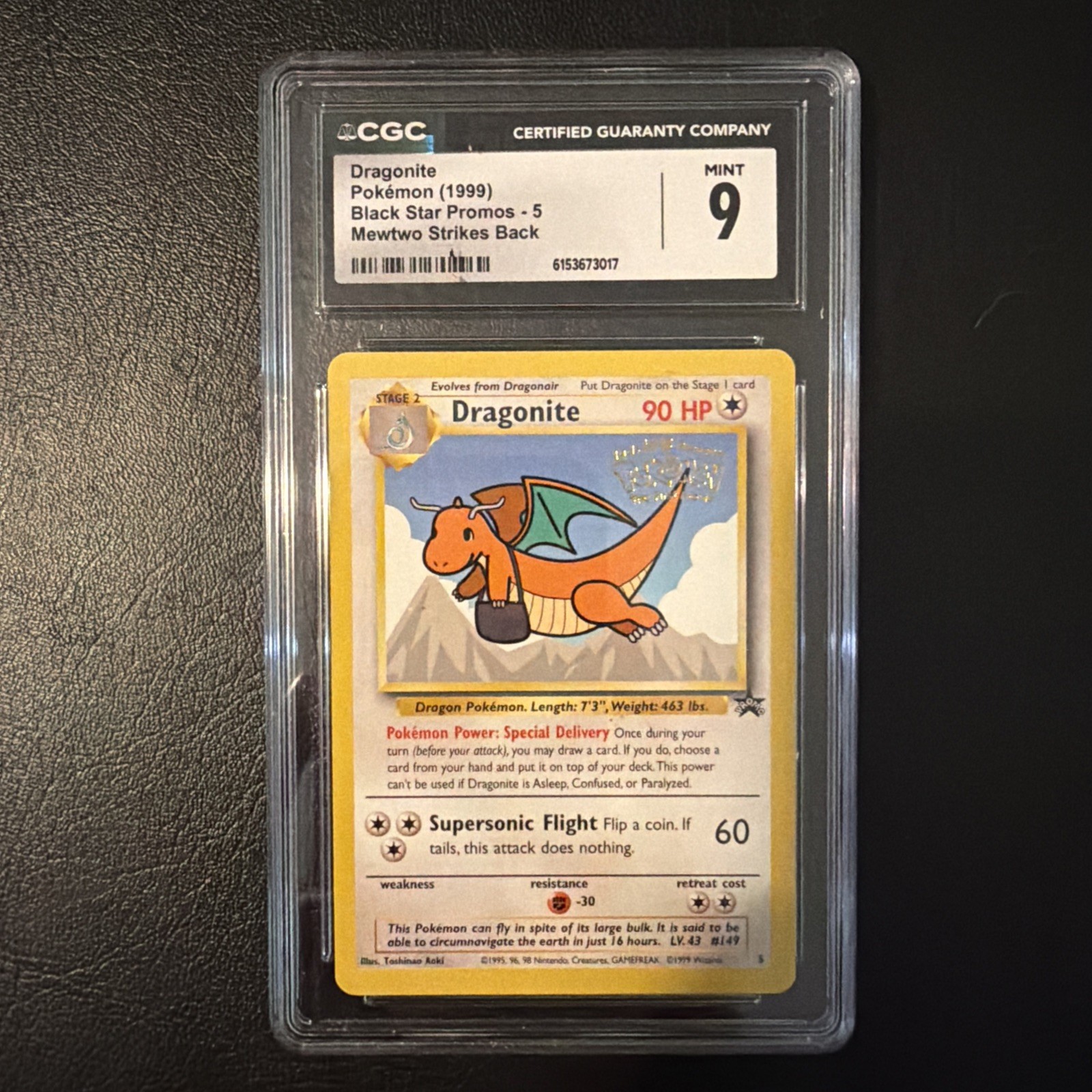 CGC 9 MINT Dragonite 5 Wotc Black Star Promo Wb carta Pokemon film timbrata
