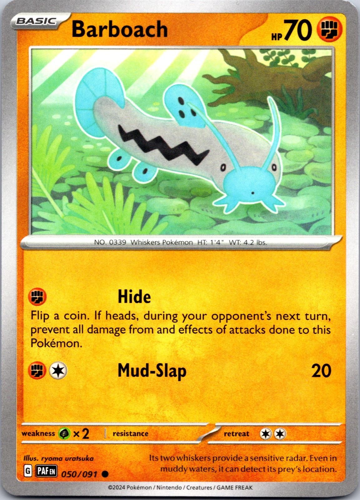 Barboach 050/091 Common Paldean Fates Pokemon Near Mint
