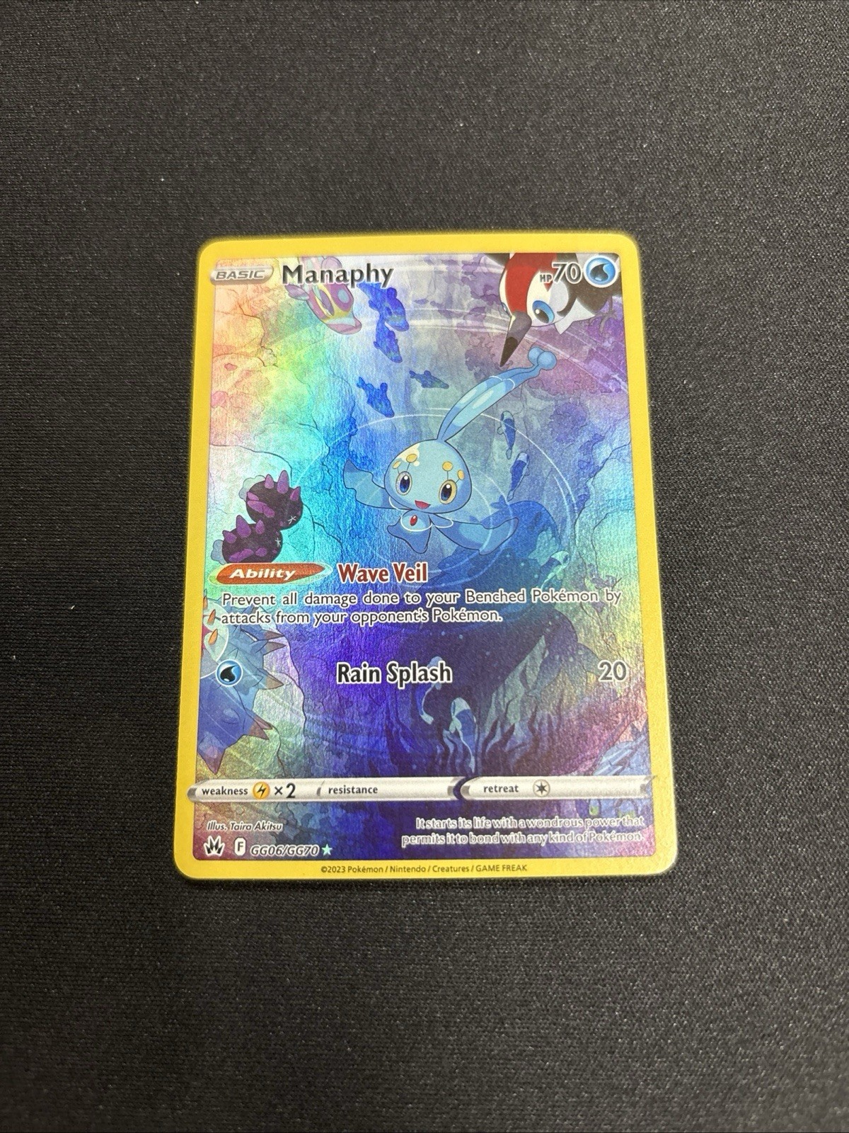 Pokémon Manaphy GG06/GG70 Ultra Rara Full Art Holo Crown Galleria Zenith