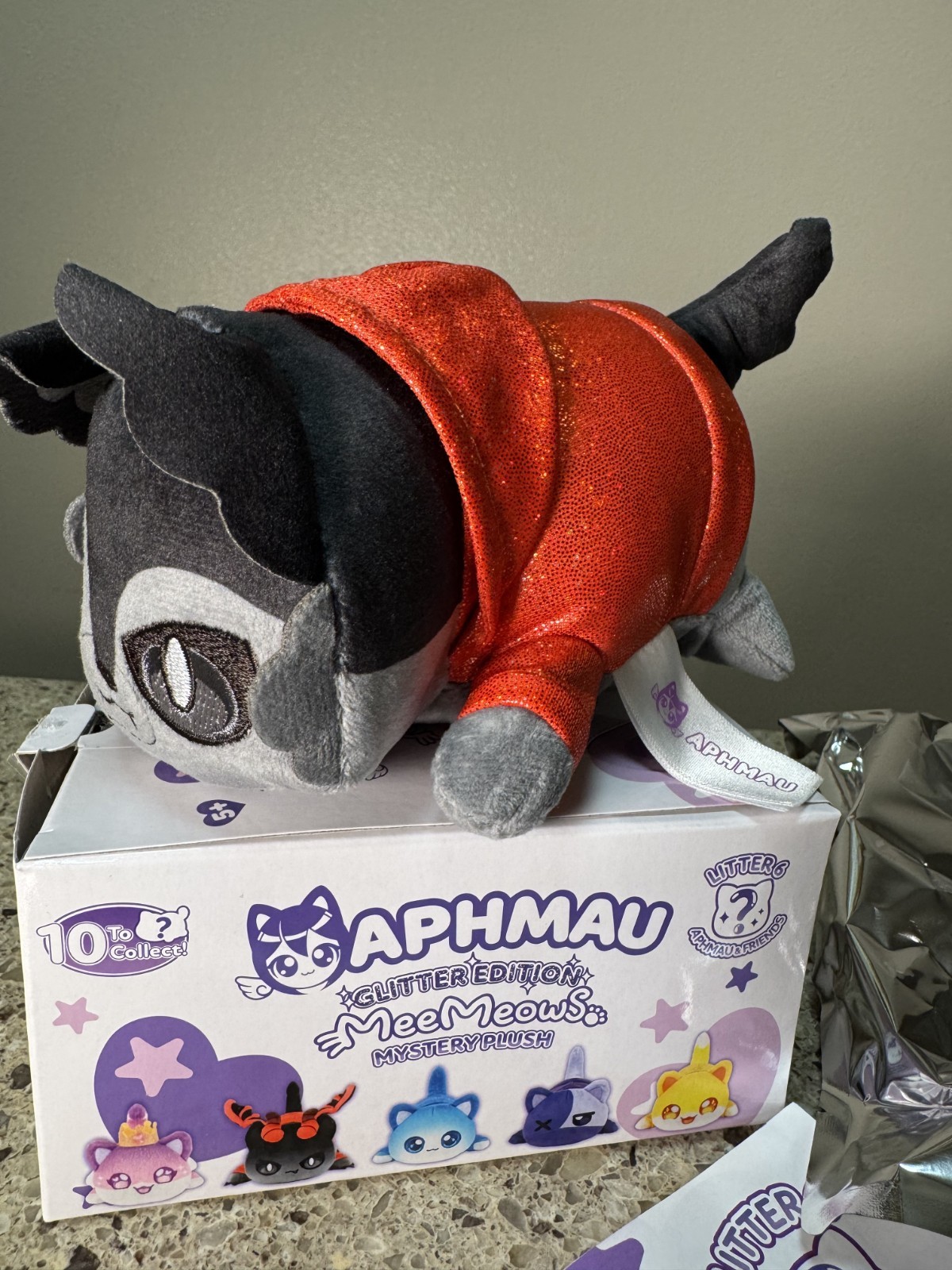 Aphmau MeeMeows Aaron GATTO Edizione Glitter Peluche Lettiera 6 NUOVO 2024