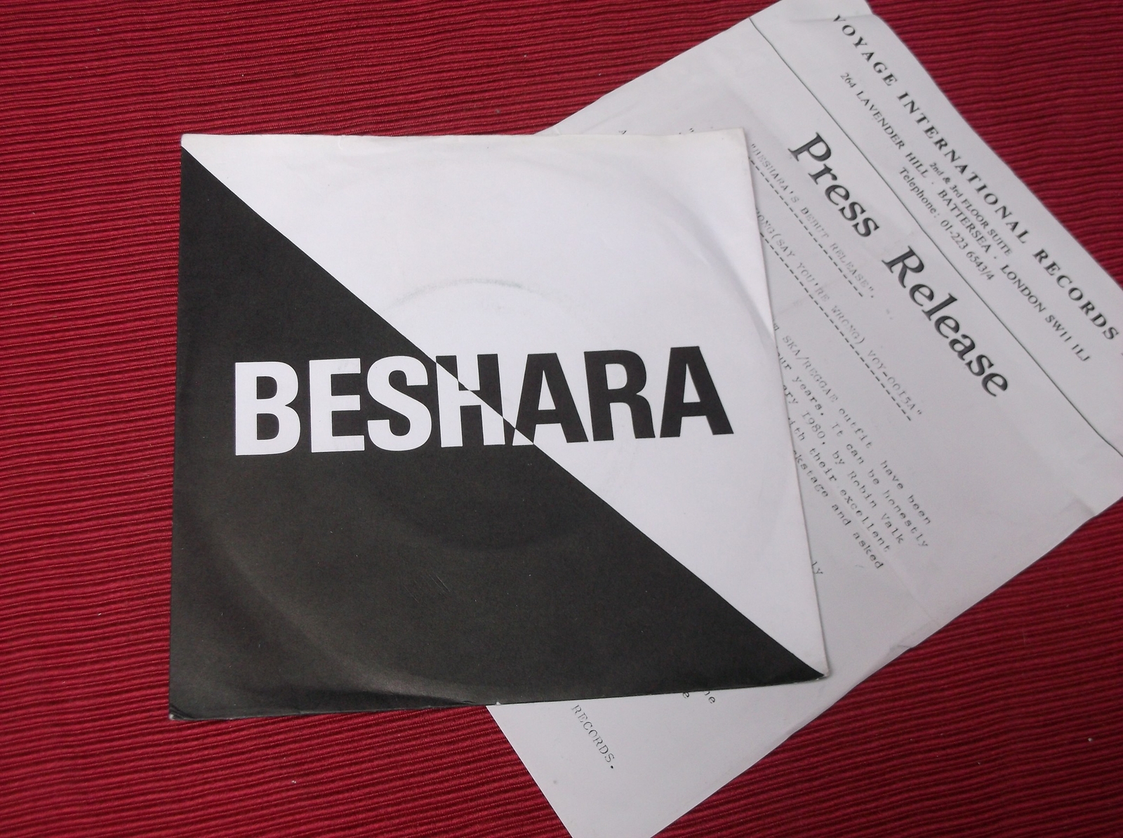 Beshara:  When You're Wrong   7"  EX+  +  press release  RARE UK ROOTS DEBUT