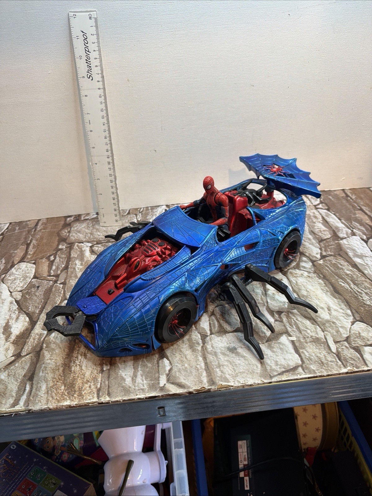 Spider Man Car Edizione Speciale 2003 Toy Biz Blu E Rosso E Figurina Spedizione Gratuita