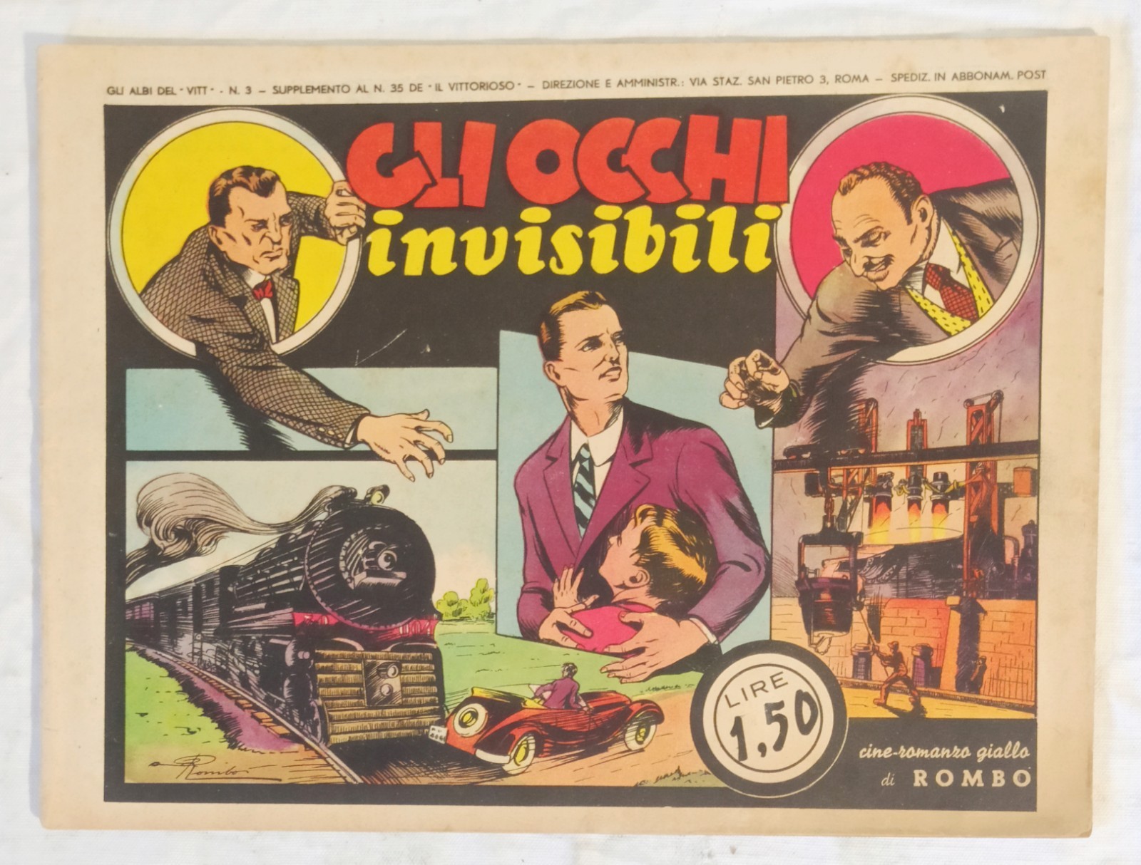 ALBI DEL VITT Prima Serie " Gli occhi invisibili"  n.3  Rombo 1938 !!!!!!!!