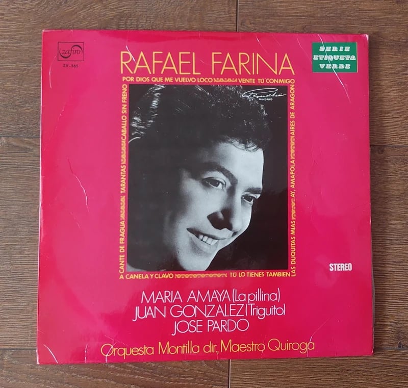 Vinilo LP del cantaor de flamenco y copla Rafael Farina