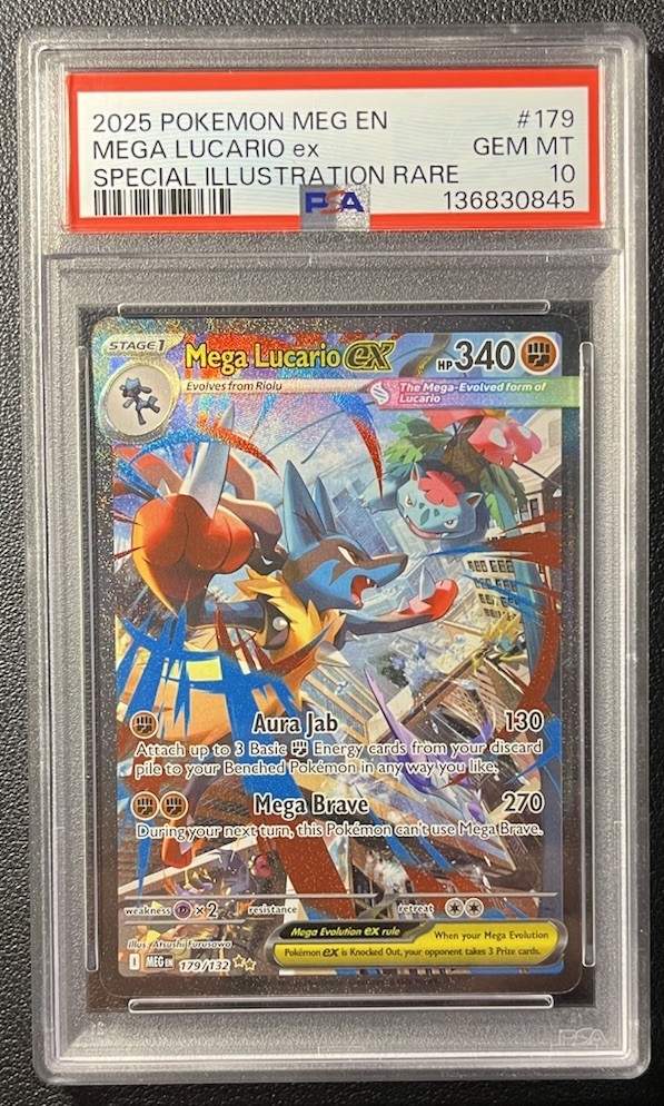 Mega Lucario ex 179/132 Me01: Mega Evolution Holo -PSA GEM MINT 10