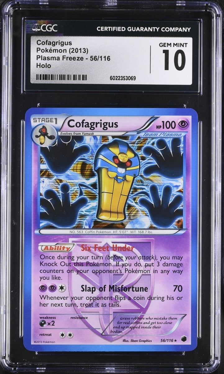 CGC 10 Cofagrigus 56/116 Plasma Freeze Rare Holo 2013 Pokemon Card