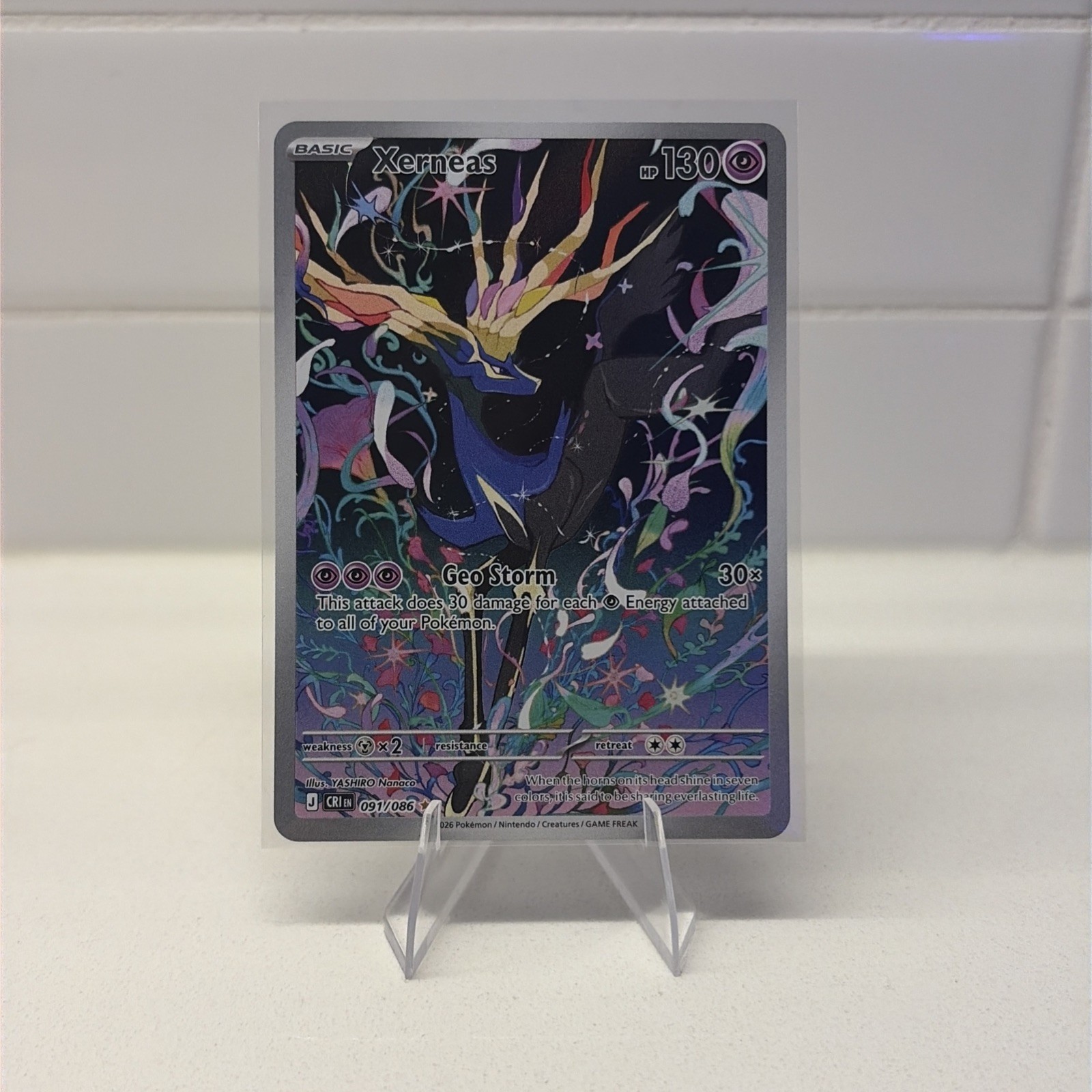 Xerneas 091/086 IR Illustrazione Rara Holo Pokemon ME04: Chaos Rising NM Inglese