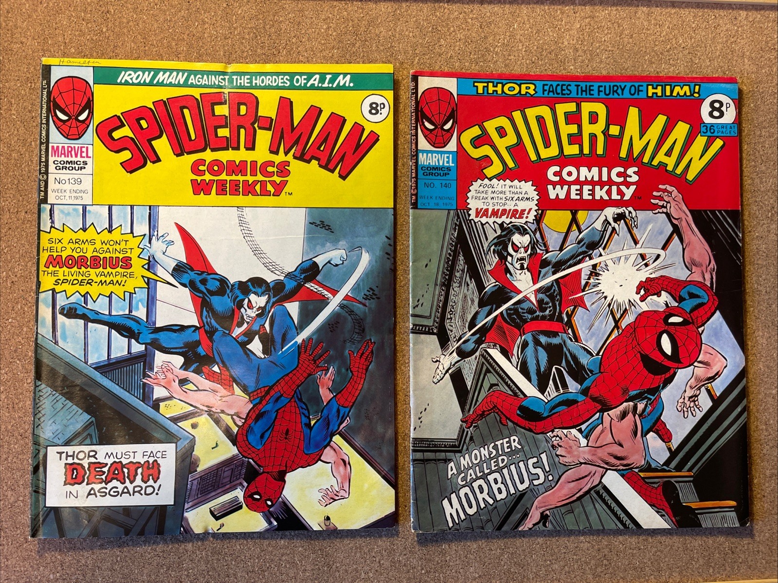 Spider-Man Comics Weekly #139 & 140 Good Con 1975 Reprints ASM #101 1st Morbius