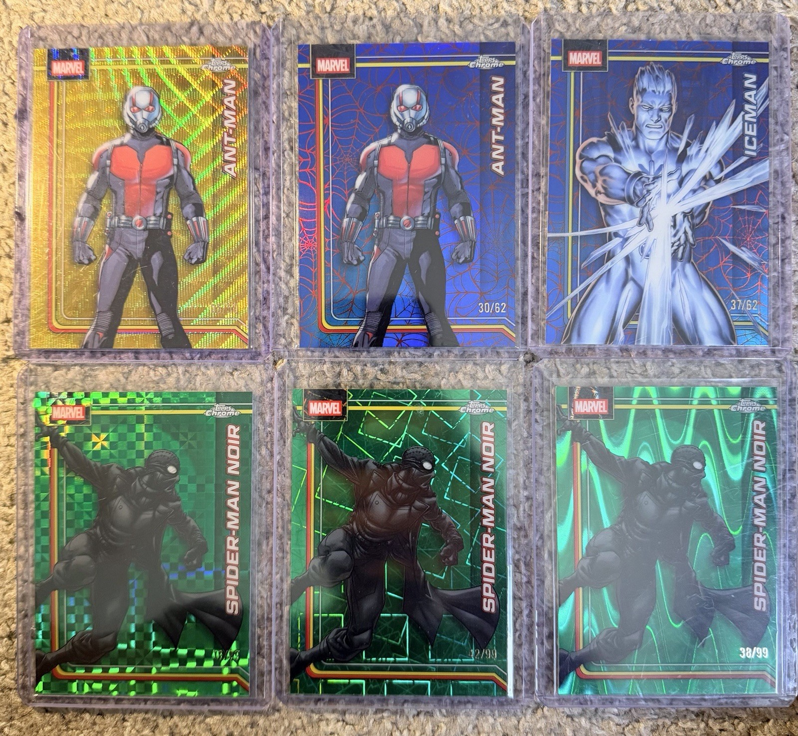 Lotto 6 carte Topps Chrome Marvel 2026 numerate miste