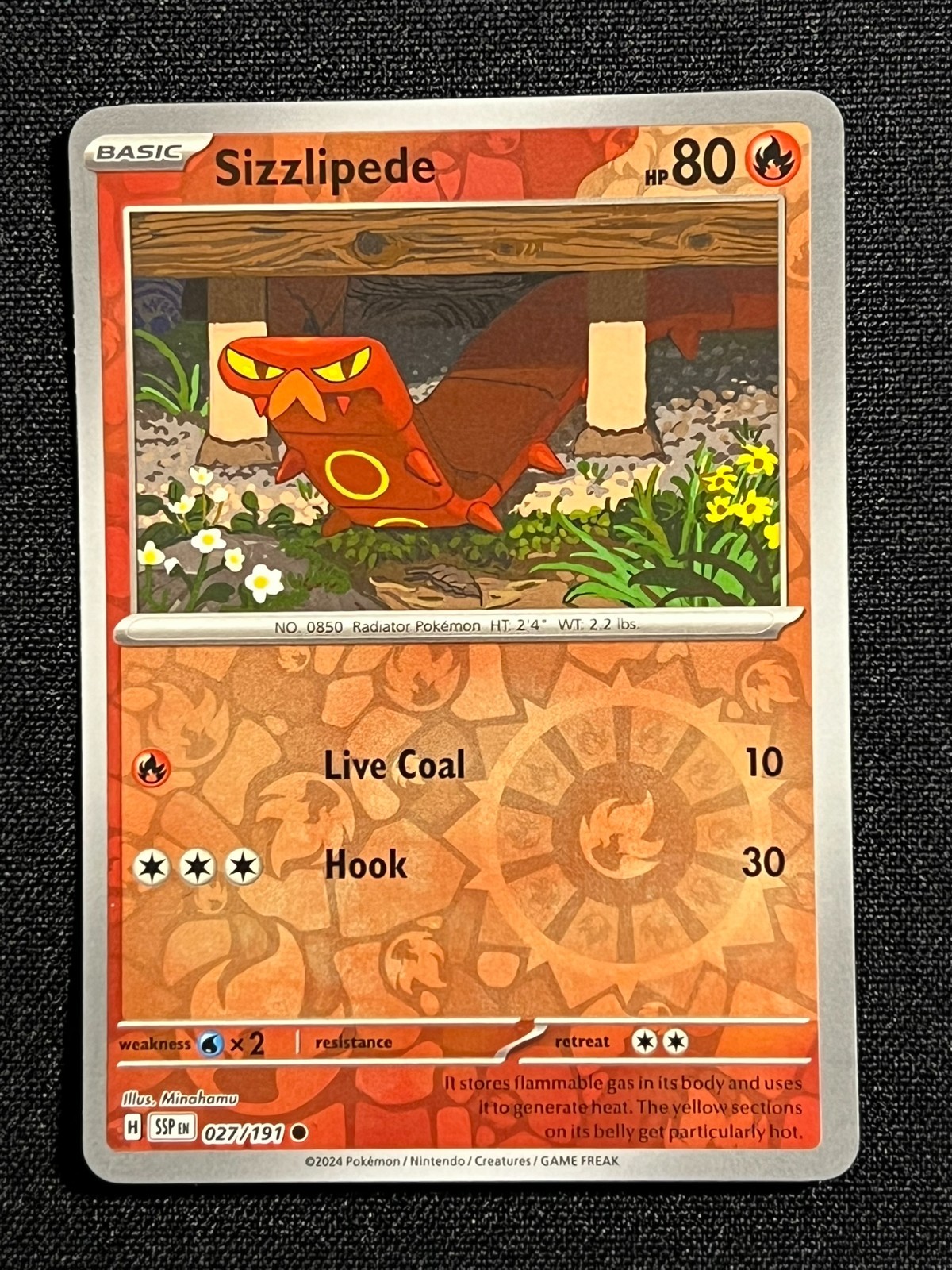 Sizzlipede 27 Reverse Holo Pokemon Scintille Scintille