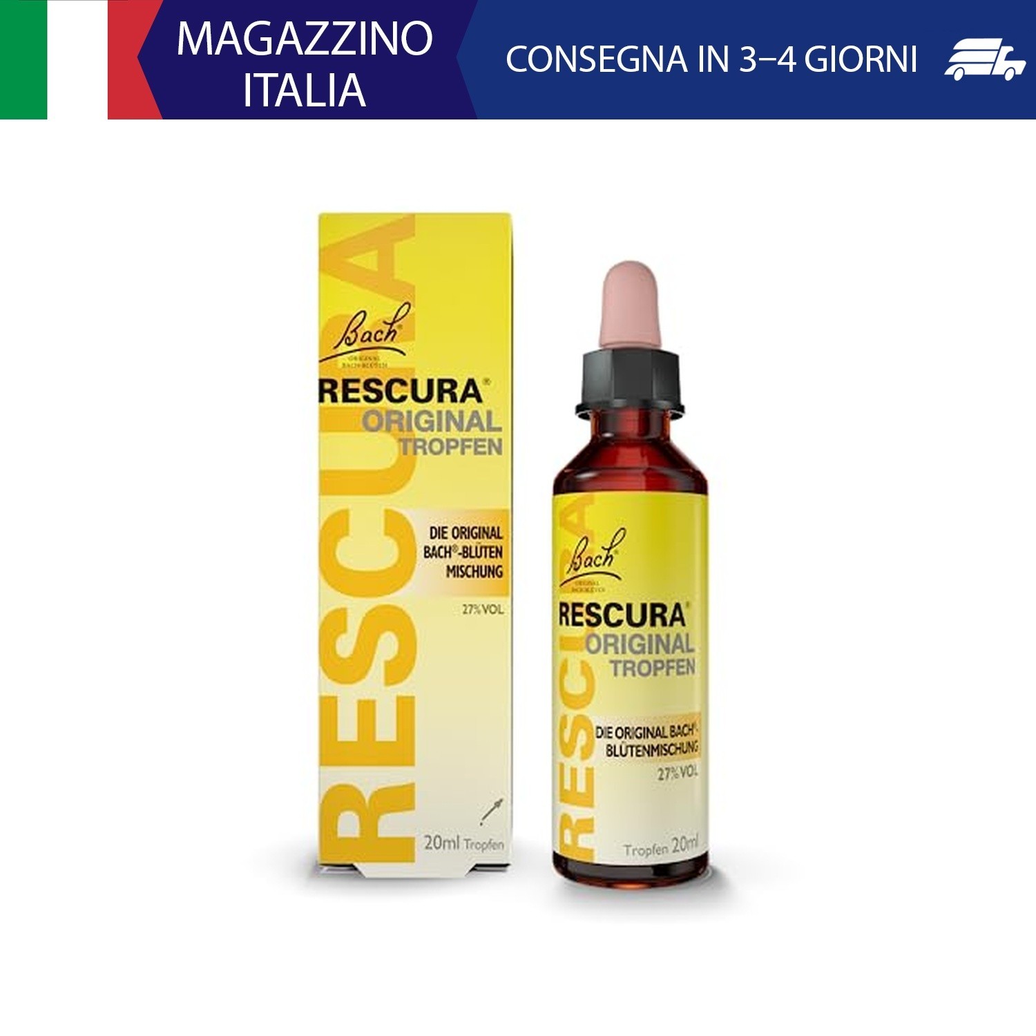 Original Bach RESCURA Gocce: (ex Rescue) miscela di fiori di Bach, 20 ml