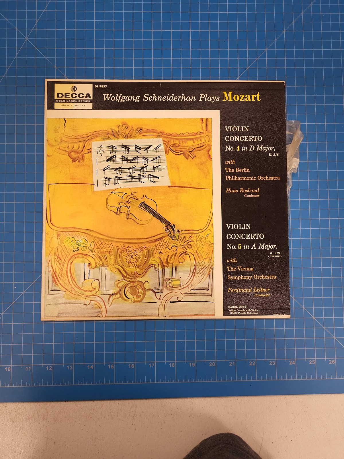 Decca Wolfgang Schneiderhan Plays Mozart Vinyl Record DL 9857 Gold Label Series
