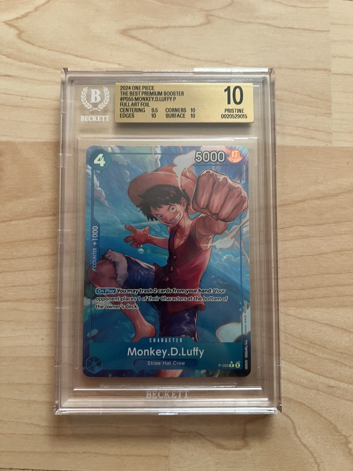 2024 One Piece THE BEST Premium Booster Monkey.D.Luffy P-055 BGS 10 - POP 4!