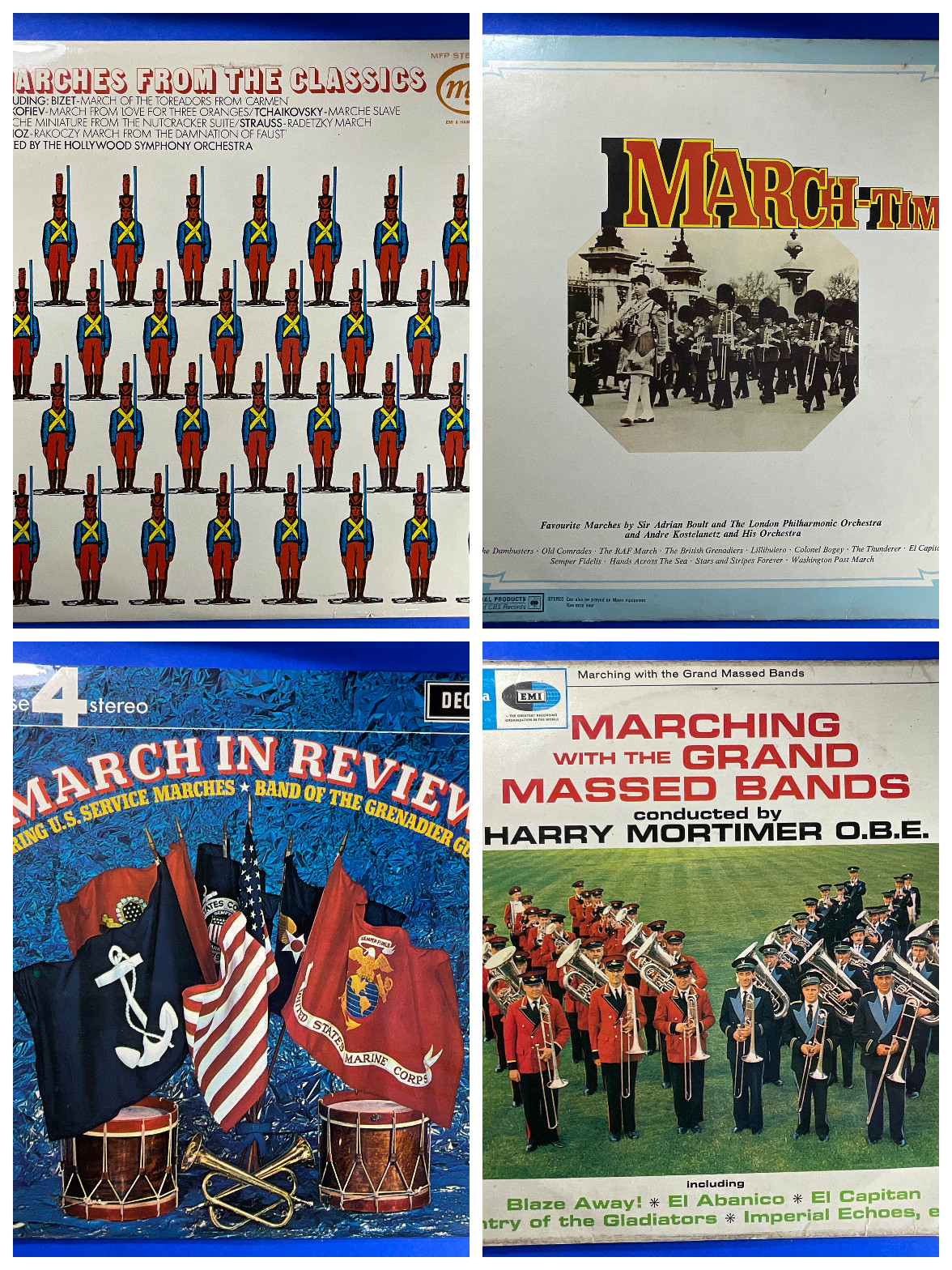 Job Lot 4x Vintage Military & Brass Band Vinyl LPs Classical Marches Stereo