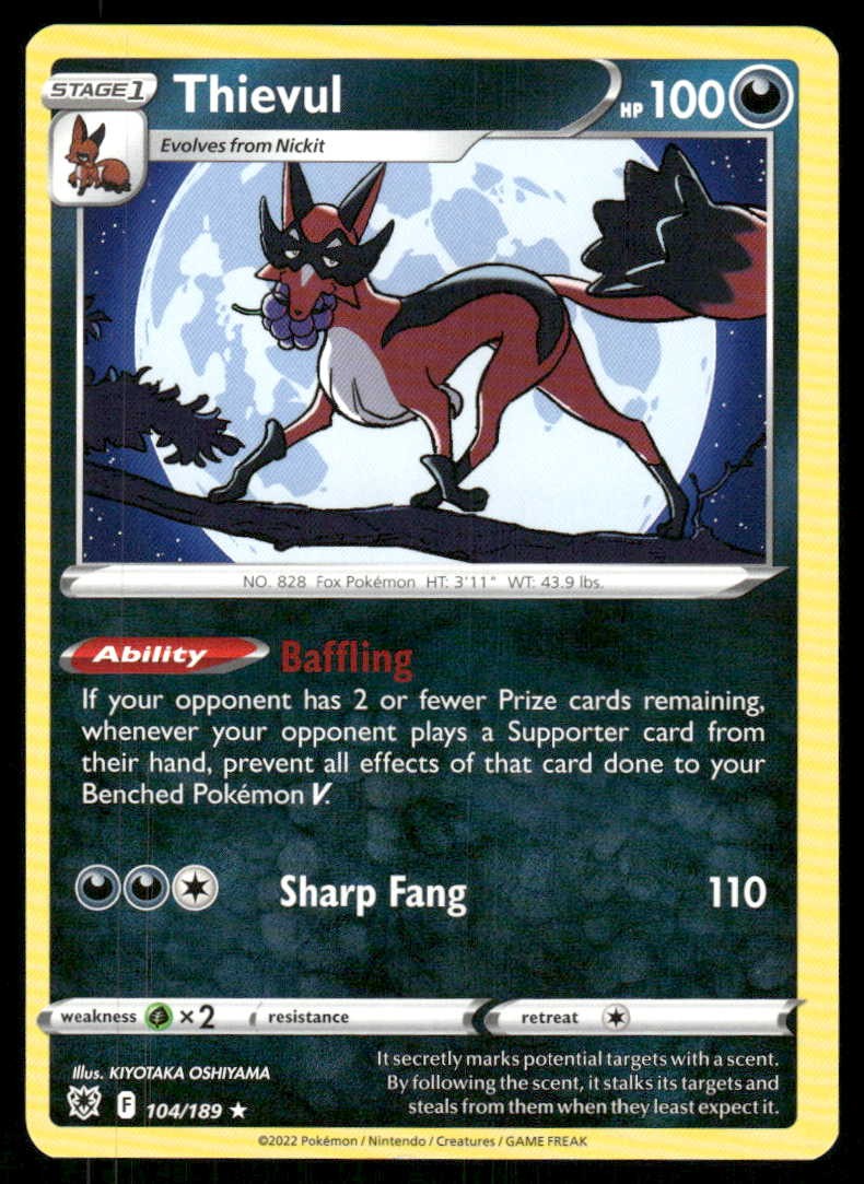 Pokemon Thievul Radianza Astrale 104/189 R quasi nuovo/m