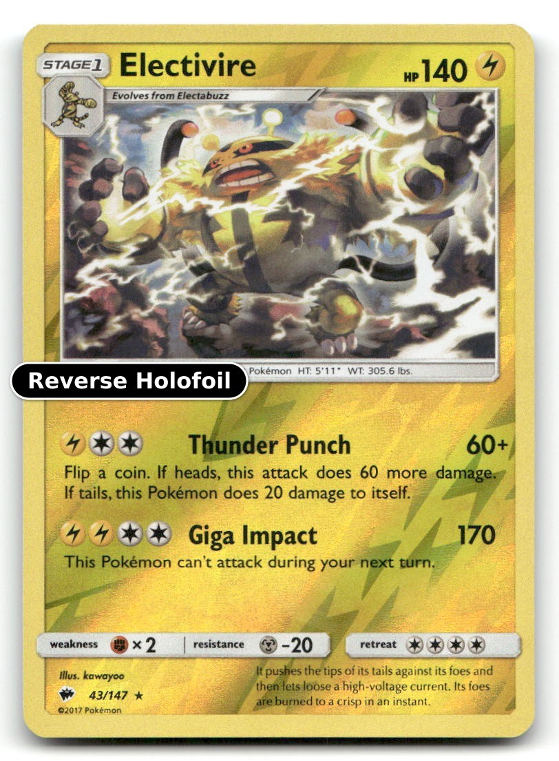 Electivire Reverse Holofoil SM - Ombre Brucianti 43/147 LP Pokemon