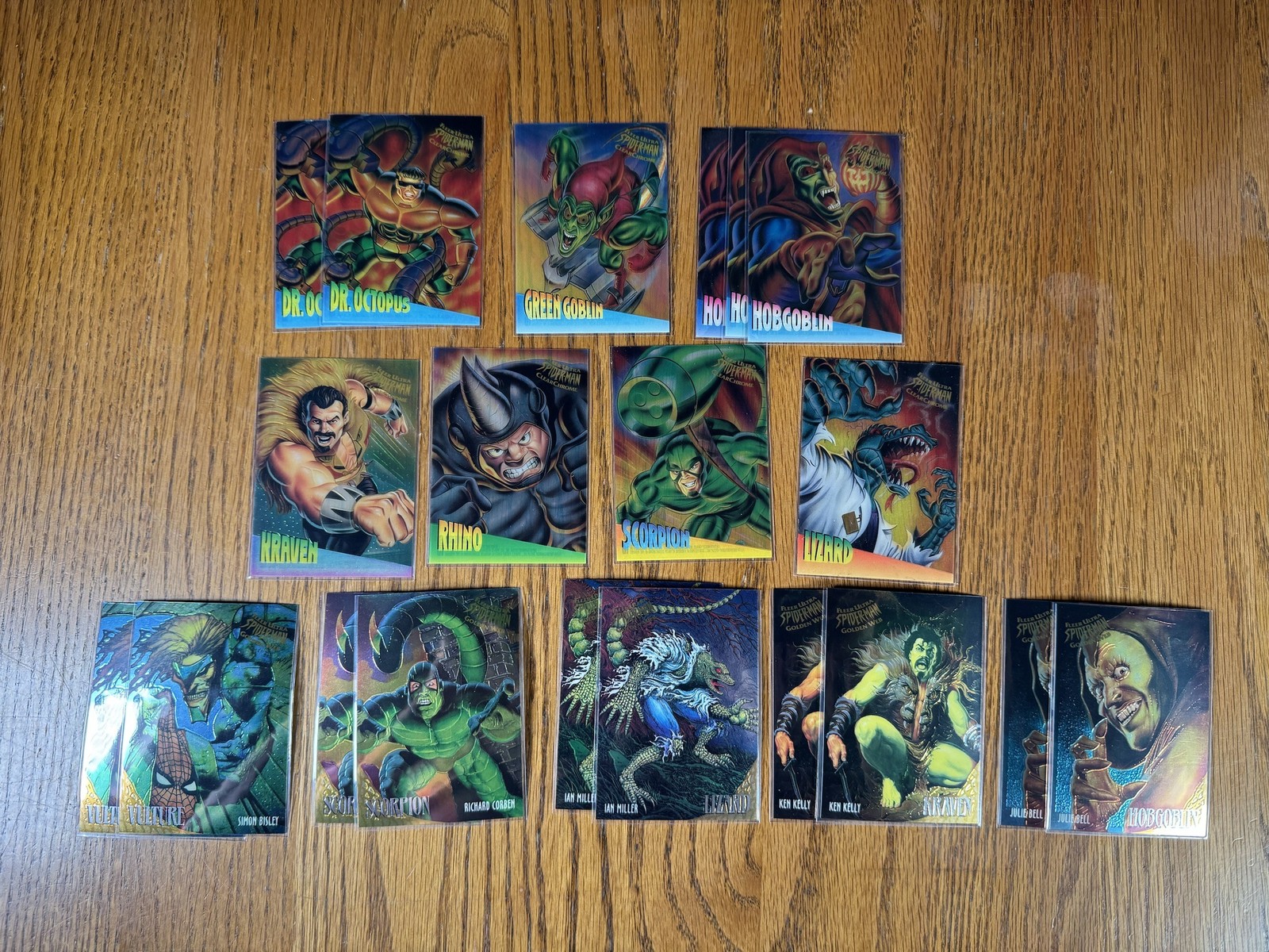 Fleer Ultra Spider-Man ClearChrome + Golden Web 1995 lotto di 20 cattivi Doc Ock