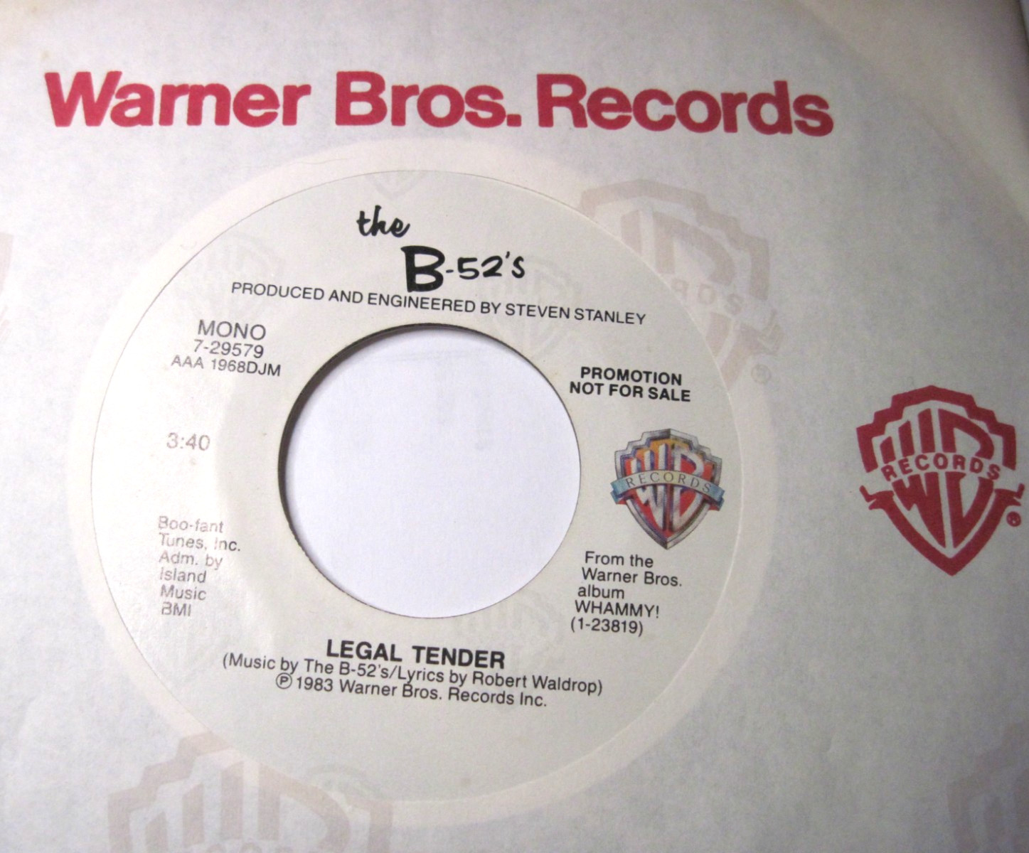 B-52's * 45 * Legal Tender * 1983 * UNPLAYED MINT ! * Stereo/ MONO * DJ PROMO WB