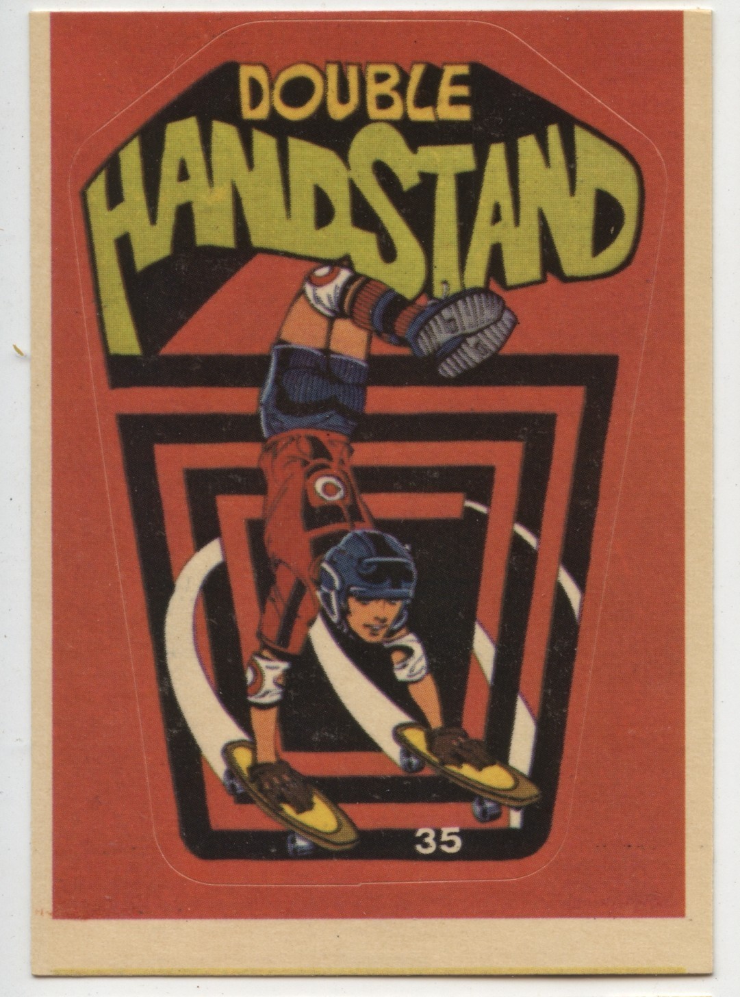 Original 1978 Donruss Skateboard Sticker Card 35 Double Handstand