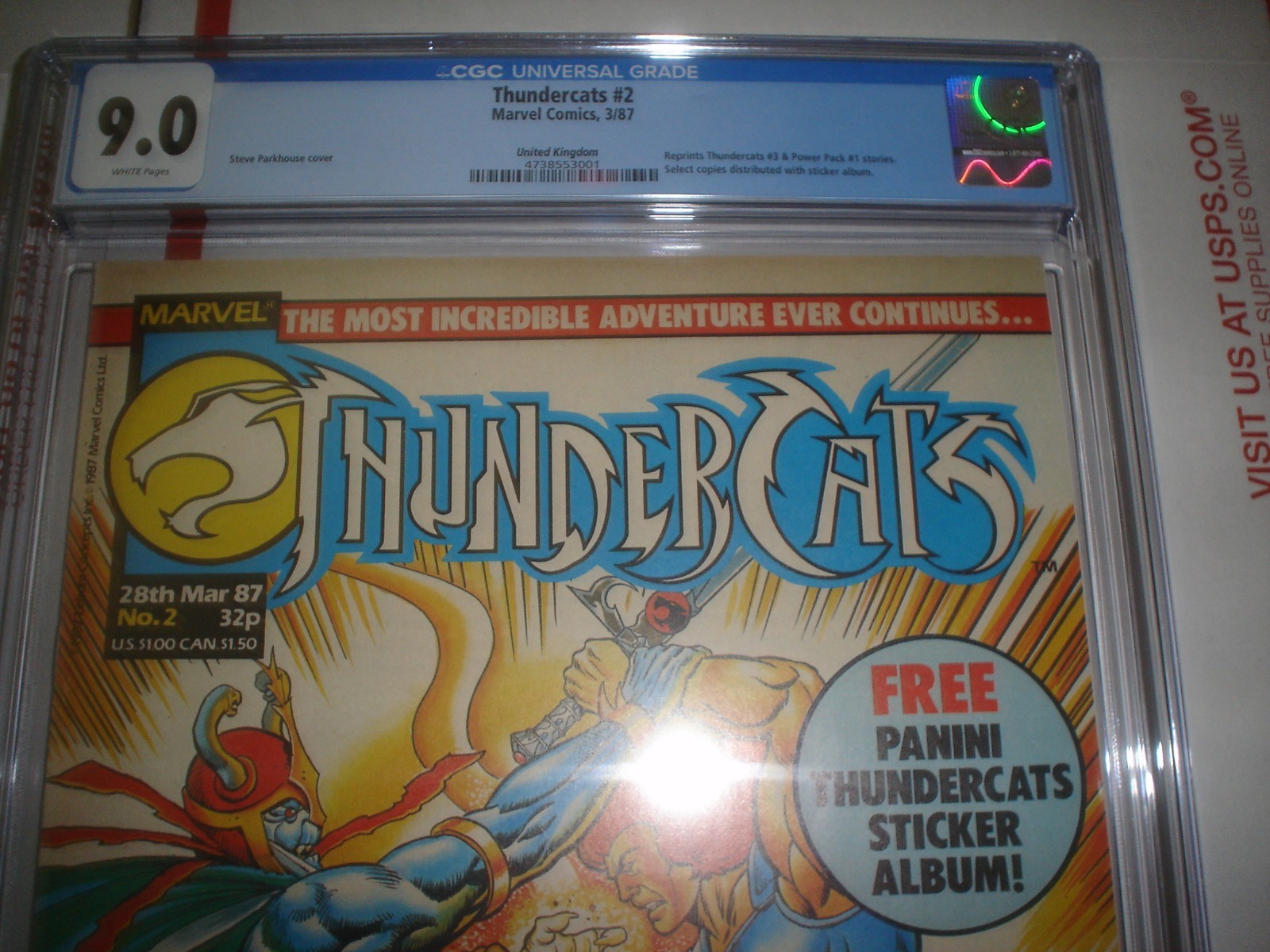 THUNDERCATS #2 MARVEL U.K. 3/87 CGC 9.0 PANINI LION-O MOVIE