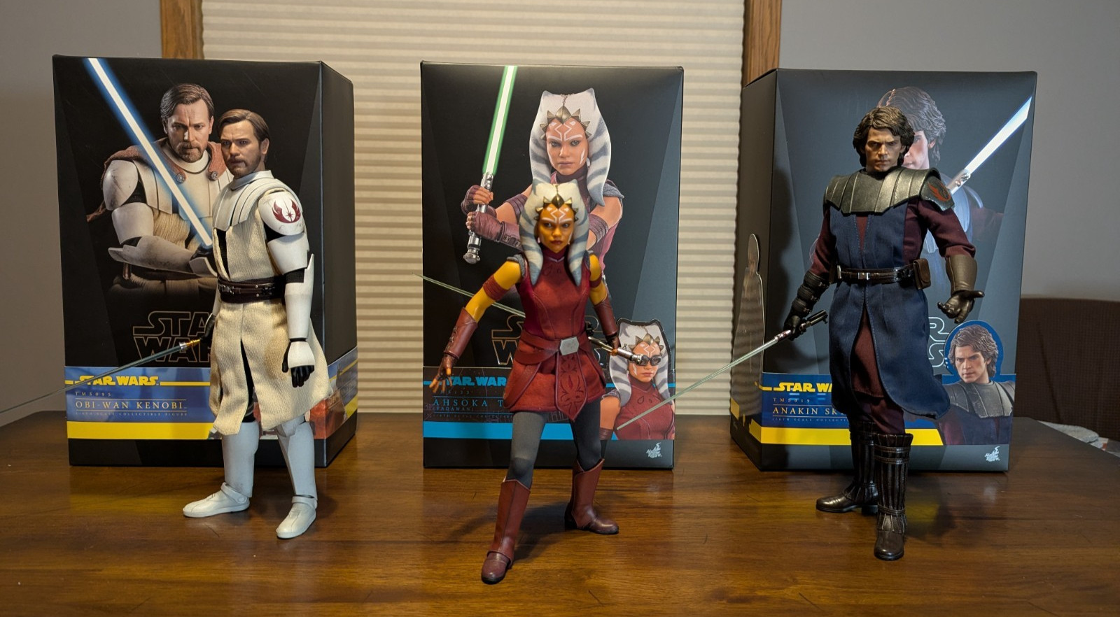 Hot Toys Obiwan, Anakin e Ahsoka Confezione da 3, StarWars:CloneWars, Modellino in scala 1/6