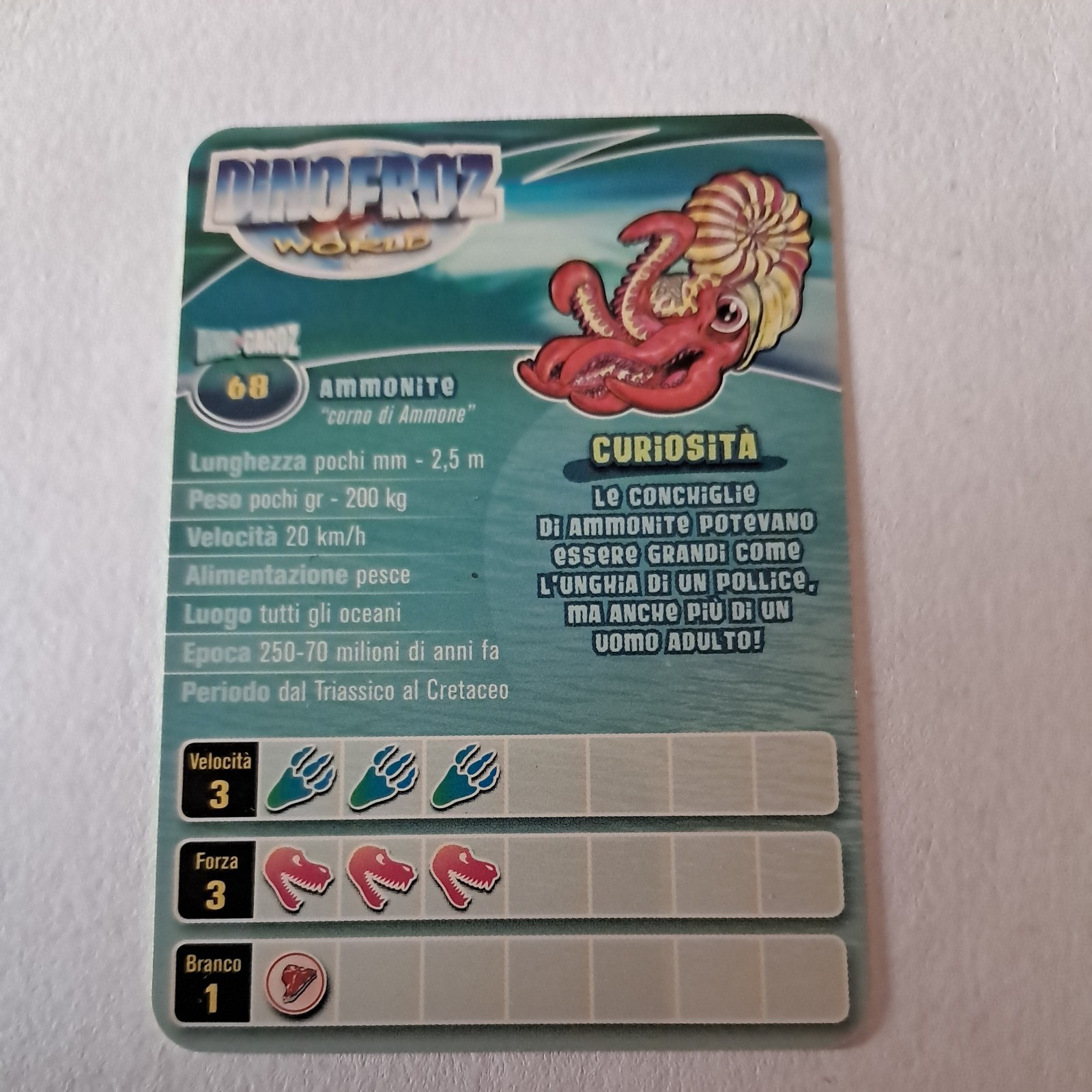 Dinofroz WORLD solo card Giochi Preziosi n° 68 Ammonite