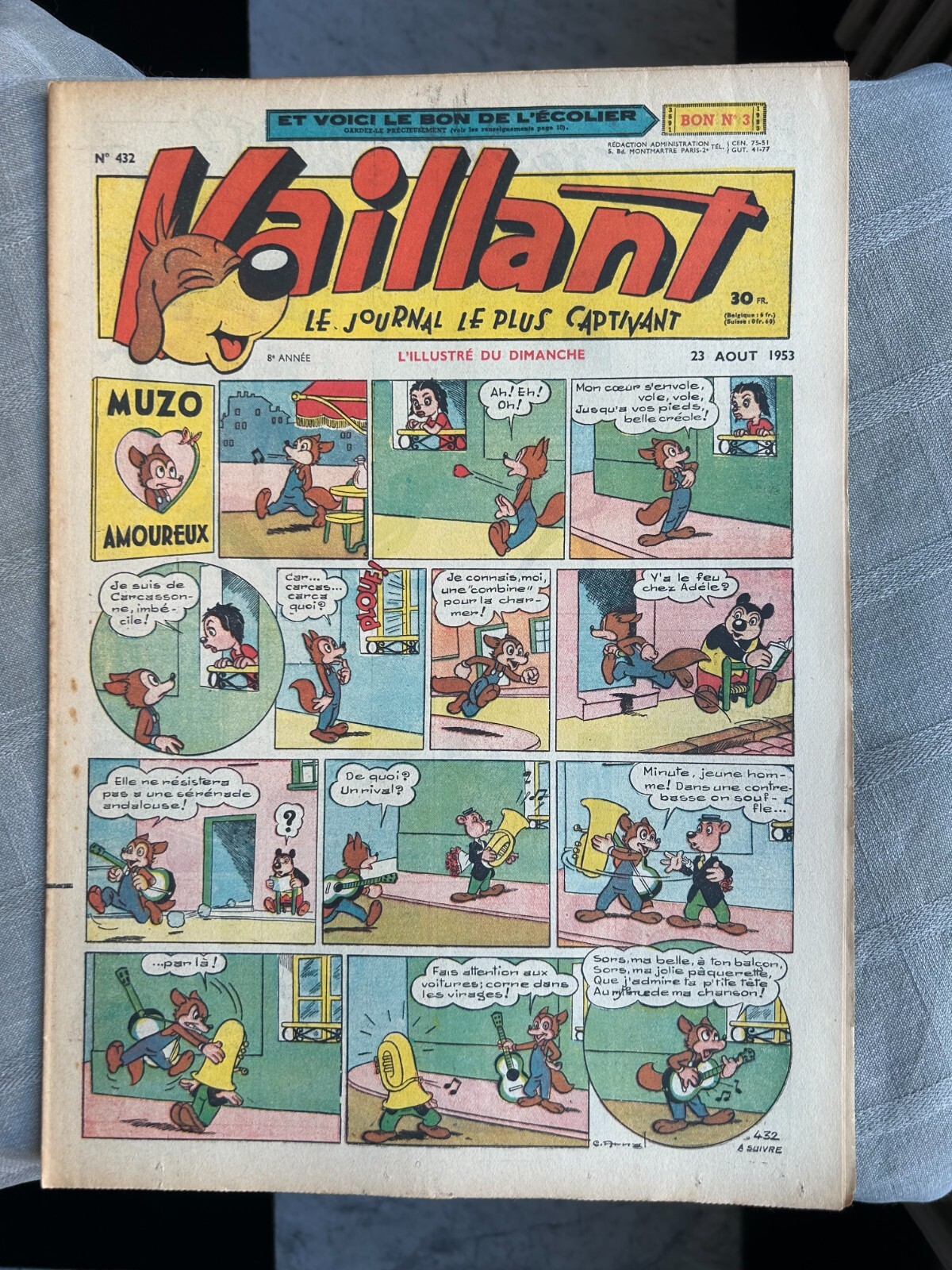 Vaillant Il Giornale Più Coinvolgente N°432 1953 Pif Il Cane Buone Condizioni