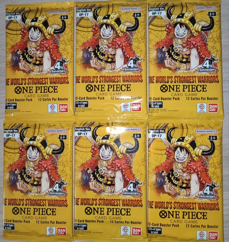 Lotto 6 pacchetti op17 One piece tcg sealed eng xebec Loki luffy