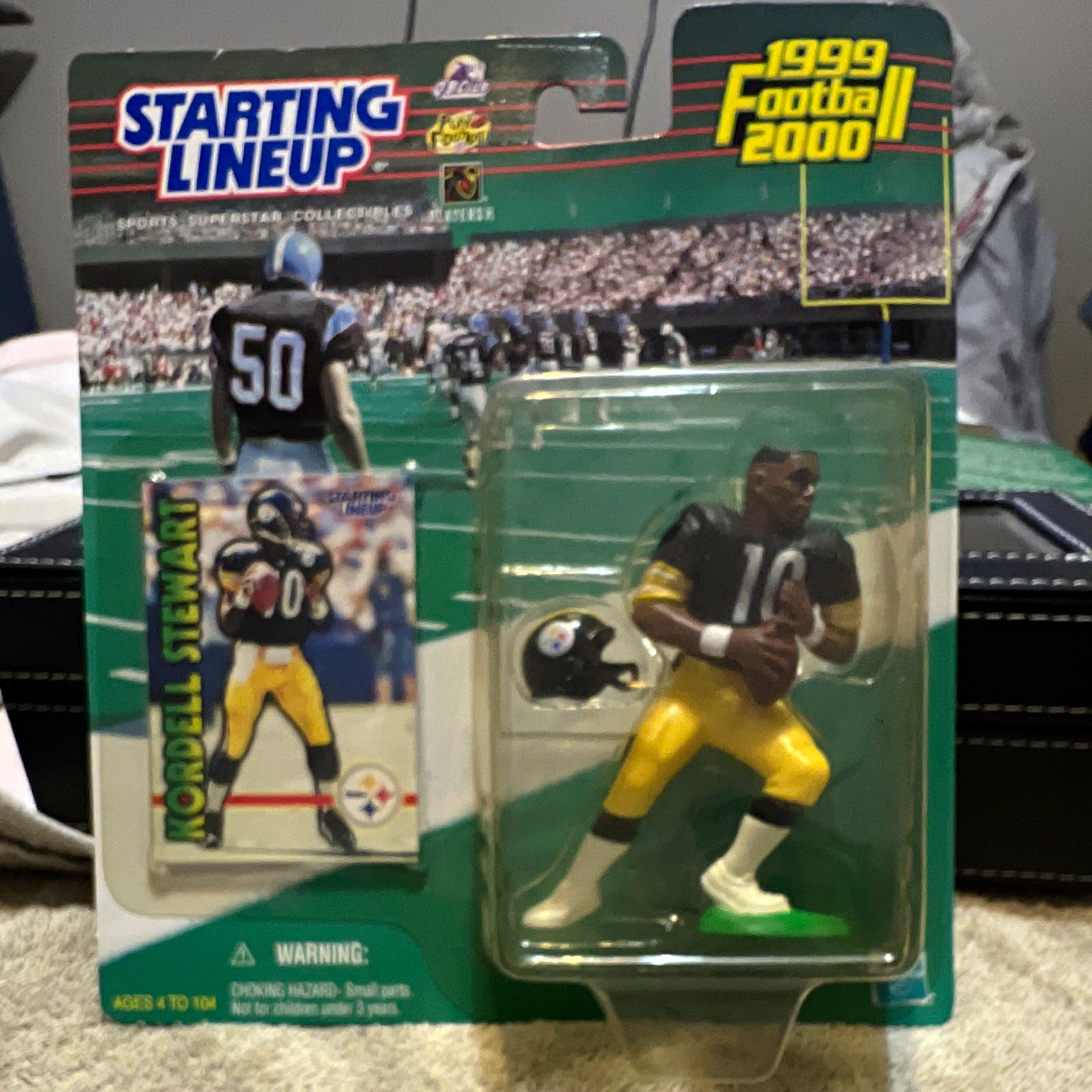 Figurina + casco Starting Lineup Kordell Stewart Steelers 1999 calcio 2000