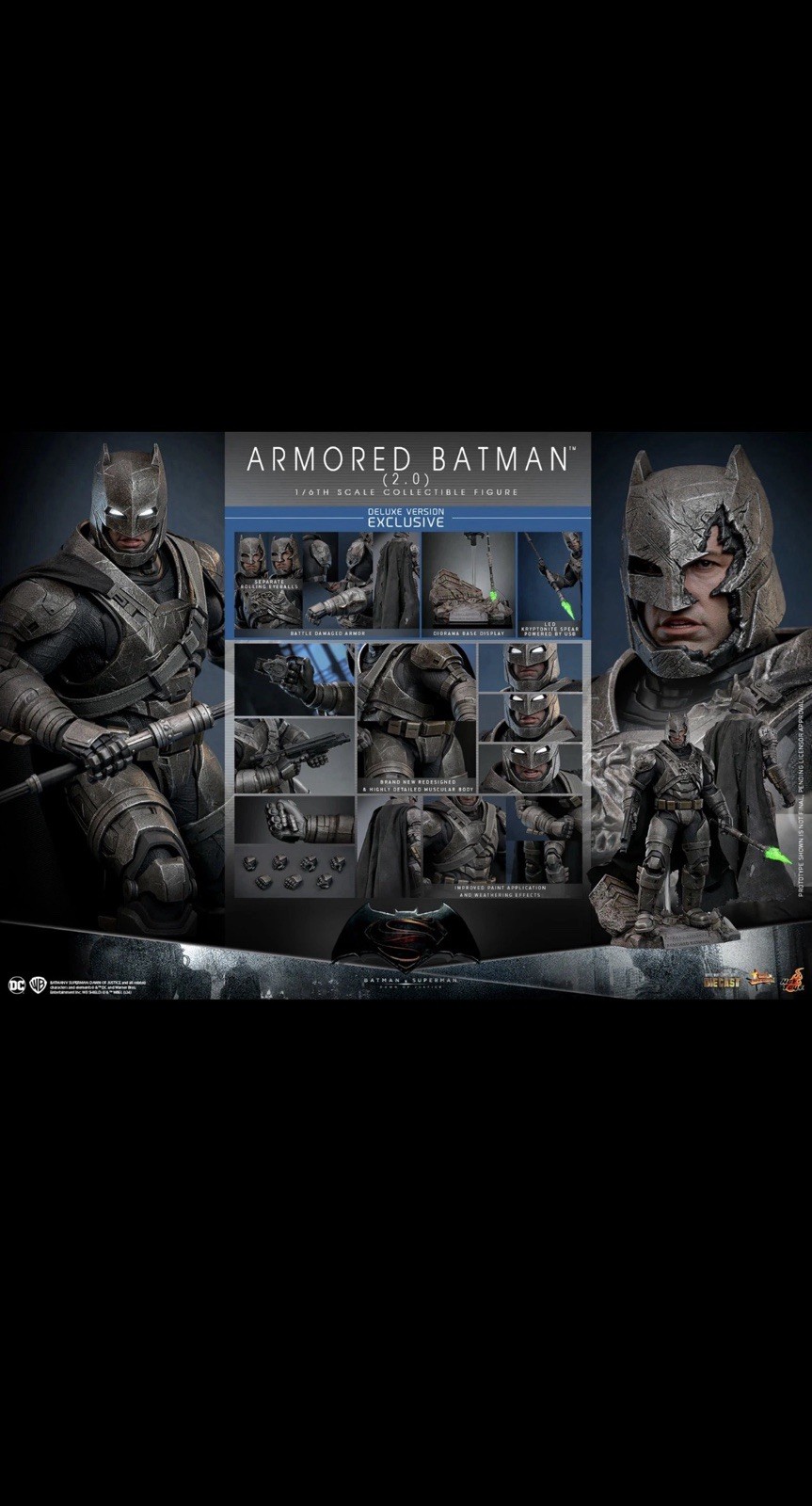 Hot Toys Armored Batman 2.0 scala 1/6 MMS 743 D63 Deluxe Figure BVS vs Superman