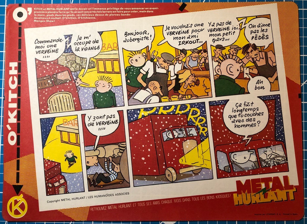 PETIT-ROULET LE CIRQUE FLOP PLANCHE INÉDITE SET DE TABLE PUBLICITÉ O'KITCH 1986