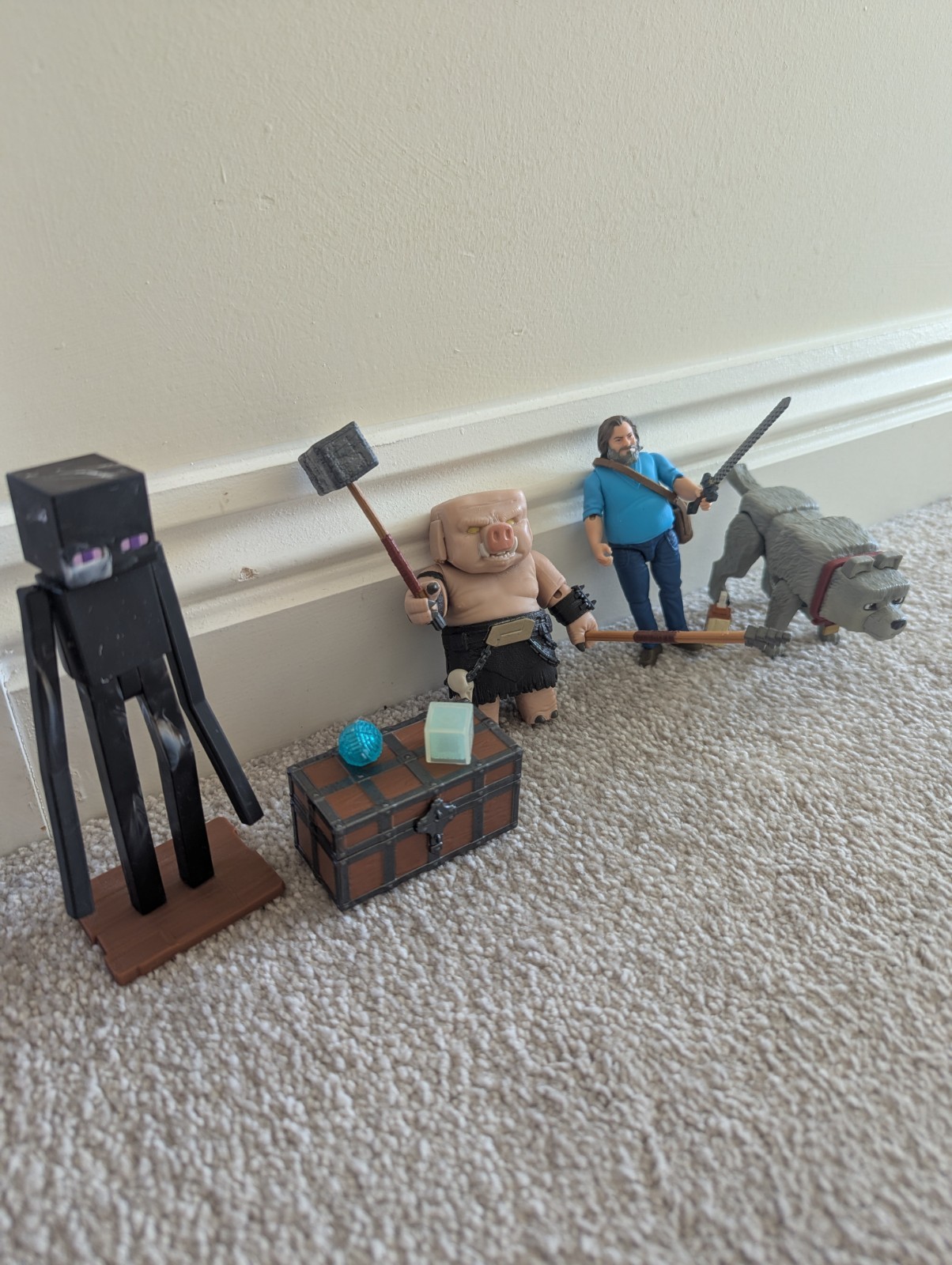 Minecraft Movie Steve, Enderman, Dennis & Piglin Collezione Figure Mojang