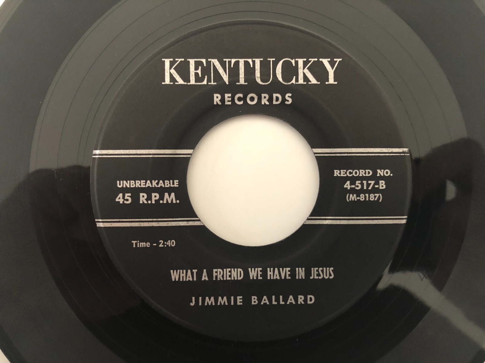 '53 Country Gospel 45 JIMMIE BALLARD What A Friend We Have In Jesus KENTUCKY