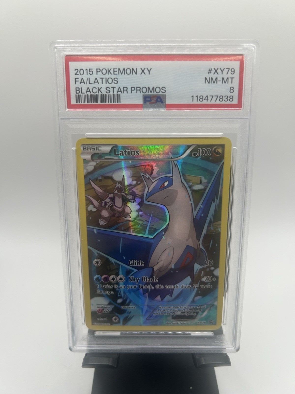 2015 POKEMON LATIOS FULL ART BLACK STAR PROMO XY79 PSA 8