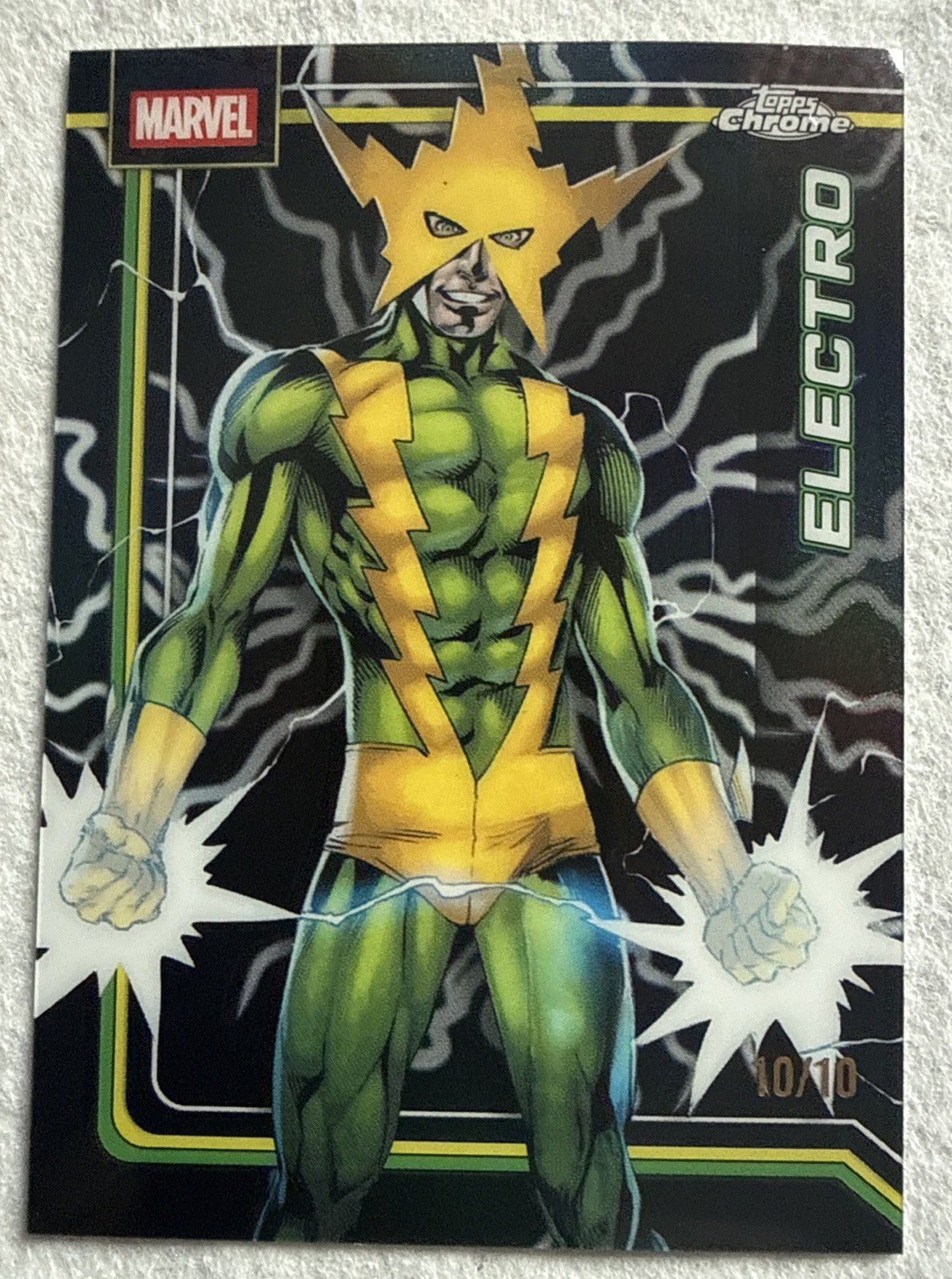 2026 Topps Chrome Marvel #115 Electro BlkFlightning Bullone Rifrattore 10/10 Omega