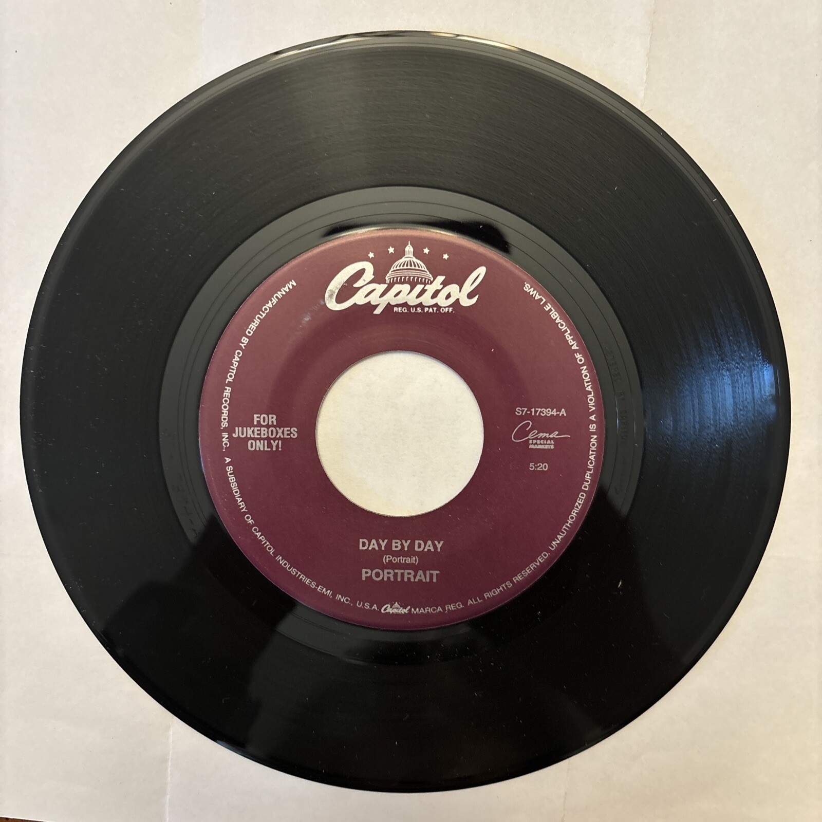 PORTRAIT "Day By Day/Feelings" 1992 Vinyl Record 45 RPM