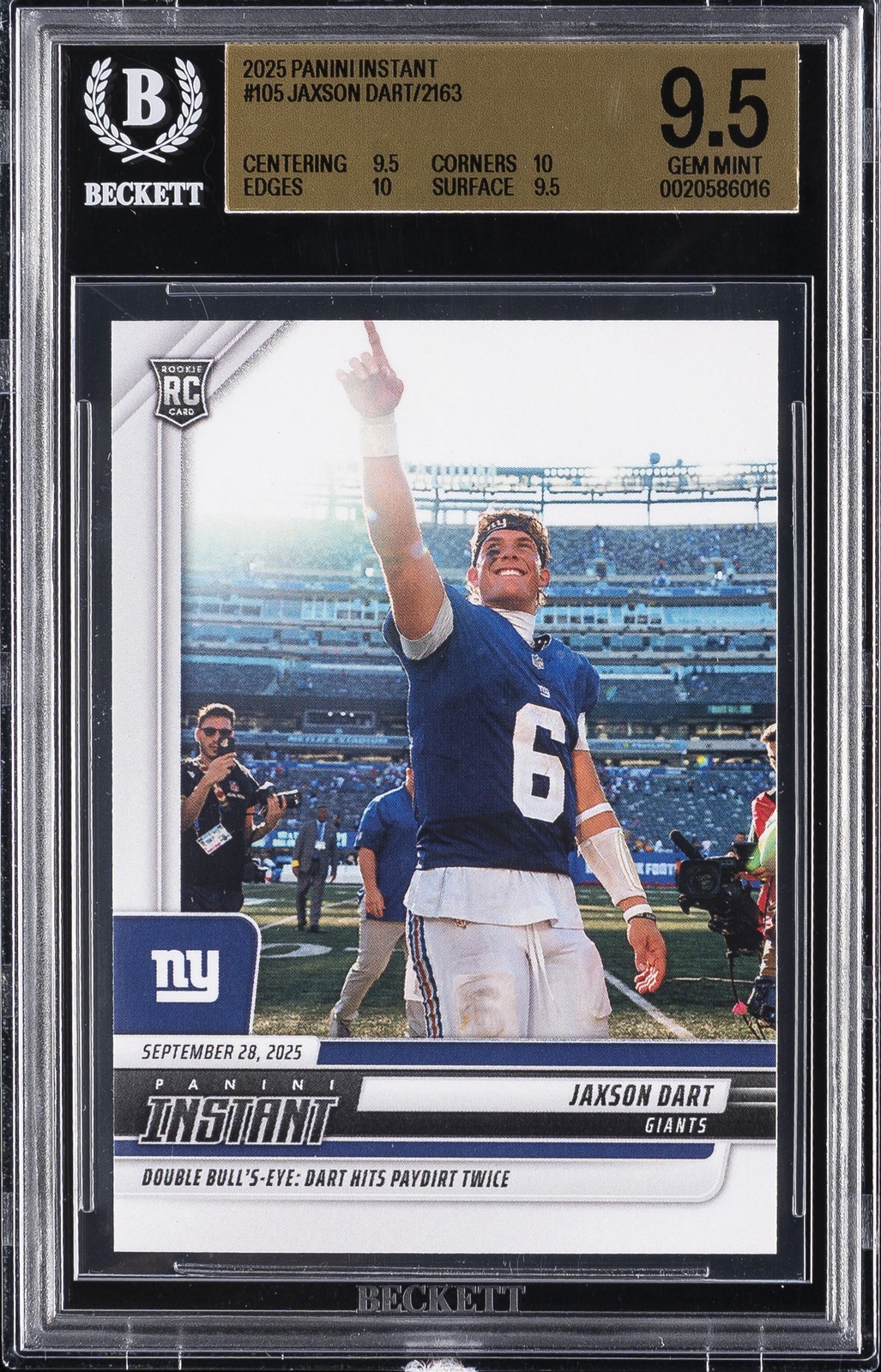 2025 PANINI INSTANT #105 JAXON DART/2163 BGS 9.5